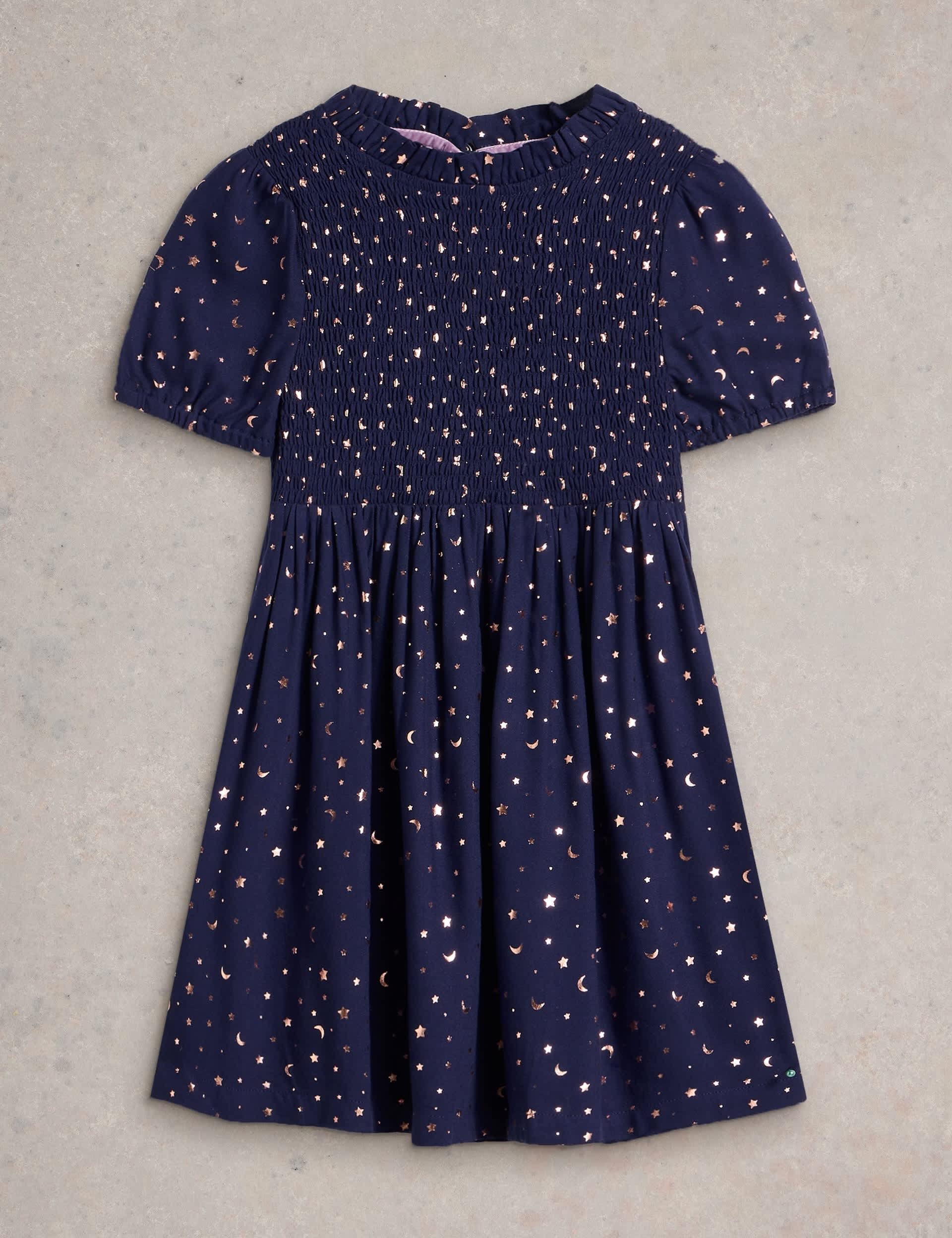 White Stuff Girls Glitter Party Dress (3-10 Yrs) - 7-8 Y - Navy, Navy