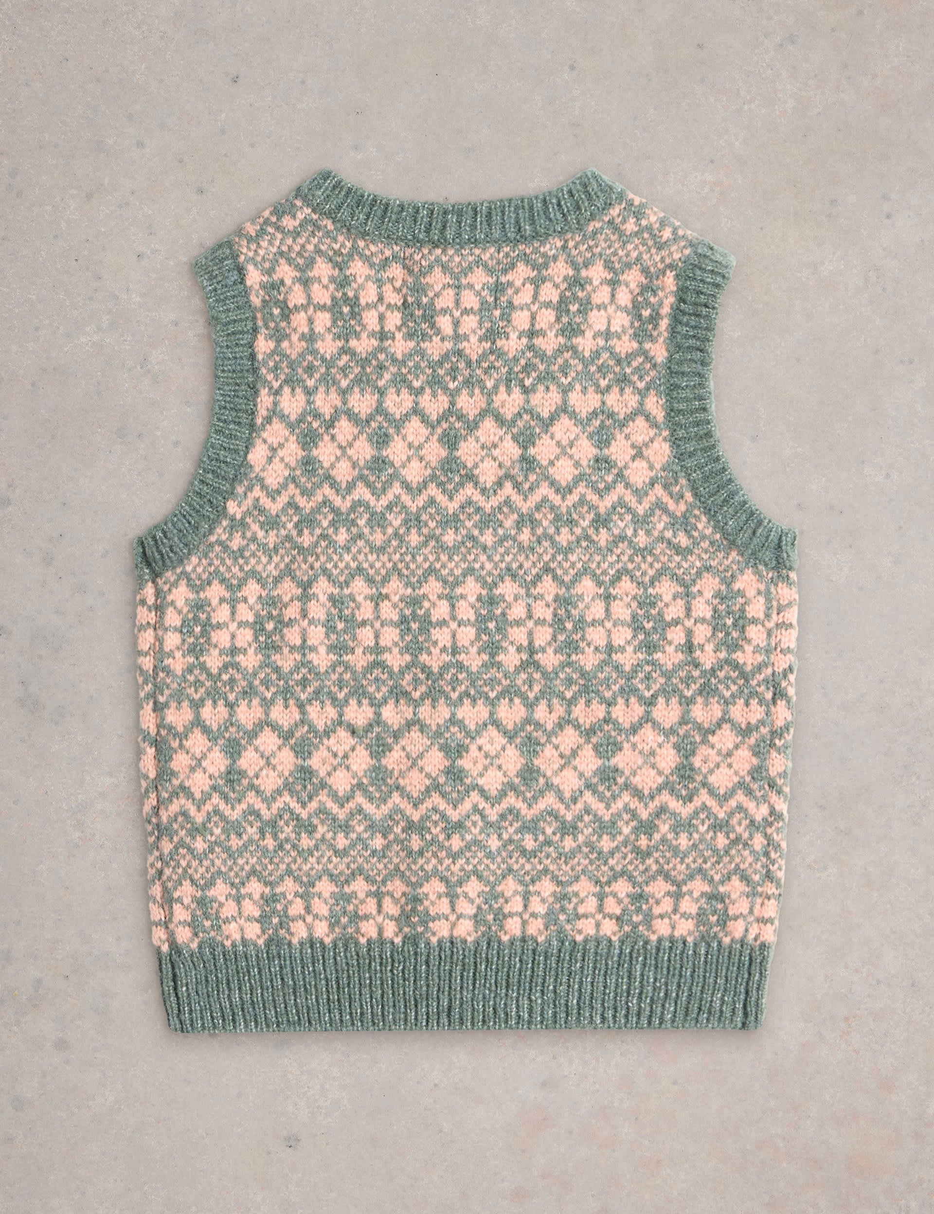 White Stuff Girls Knitted Fair Isle Waistcoat (3-10 Yrs) - 7-8 Y - Pink, Pink