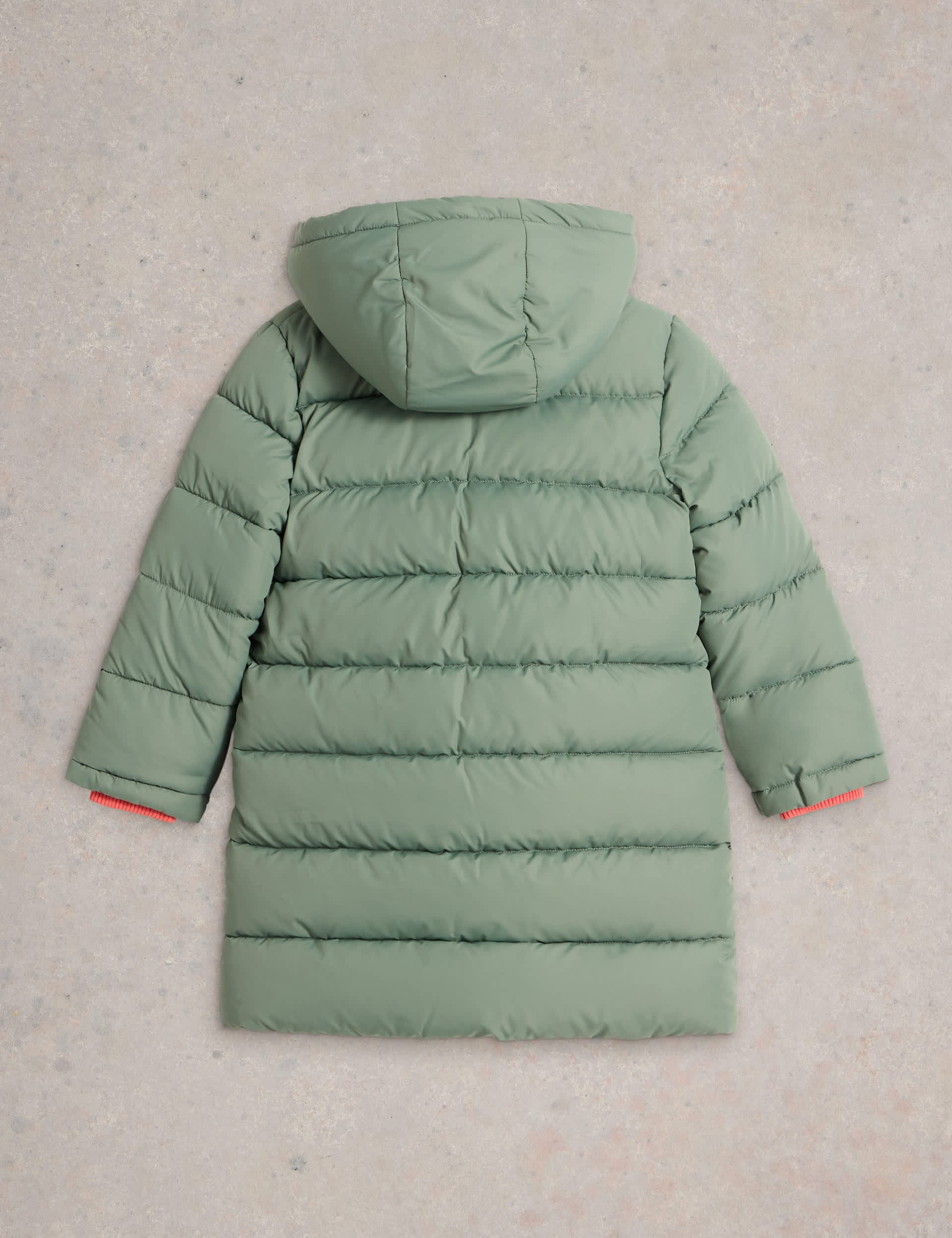 White Stuff Girls Hooded Padded Longline Jacket (3-10 Yrs) - 5-6 Y - Green, Green