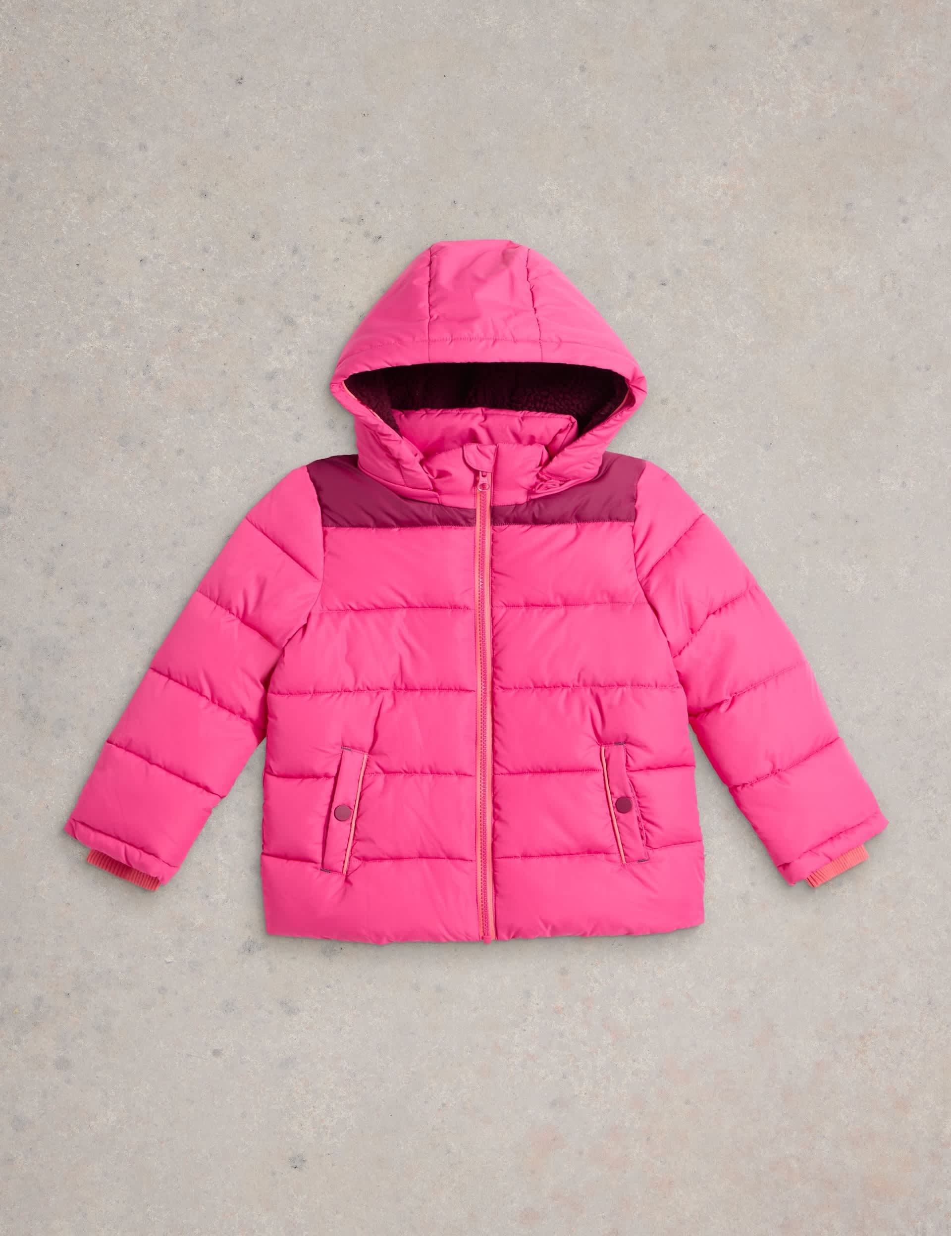 White Stuff Girls Puffer Coat (3-10 Yrs) - 7-8 Y - Pink, Pink