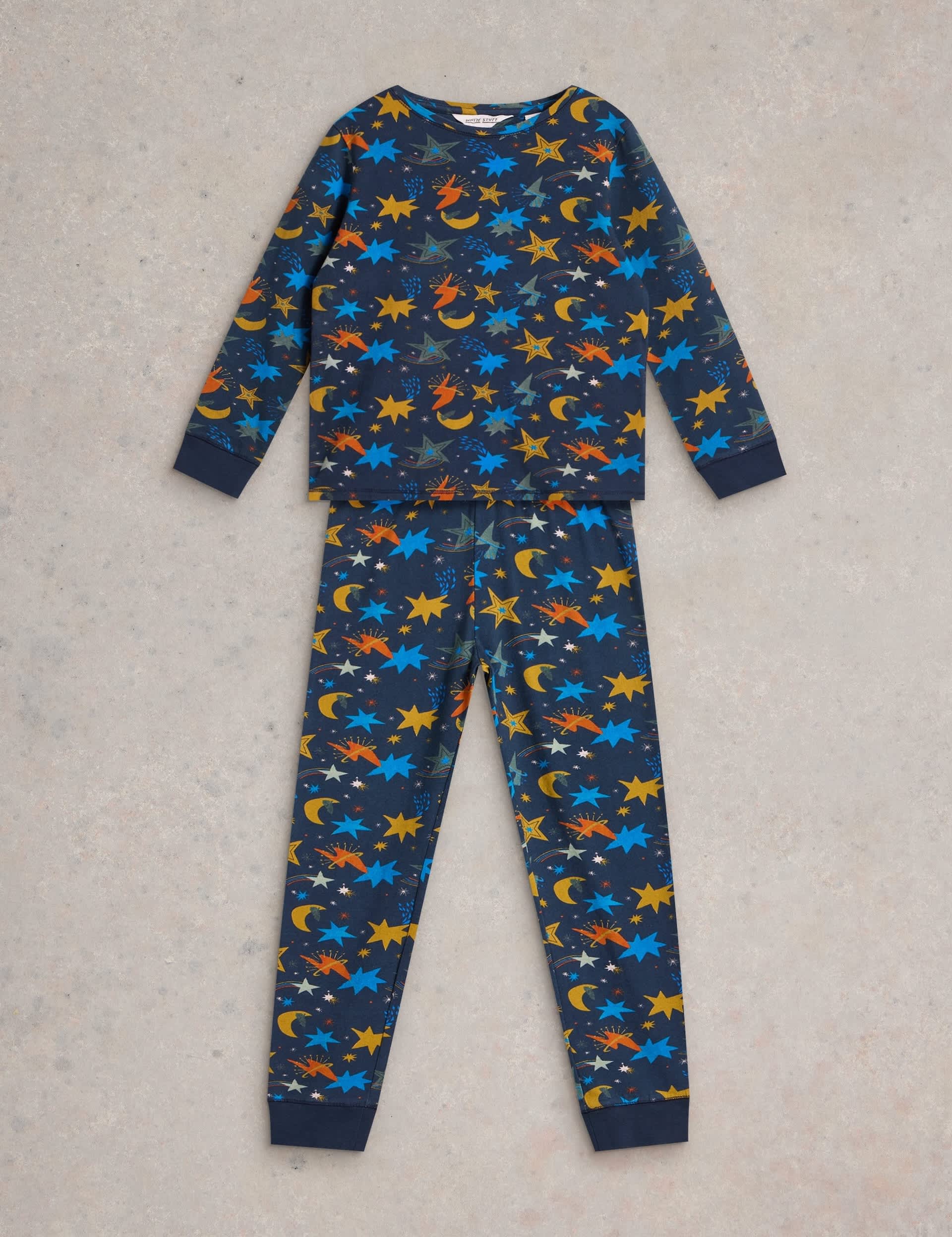 White Stuff Boys Cotton Rich Cosmic Pyjama Set (3-10 Yrs) - 7-8 Y - Navy Mix, Navy Mix