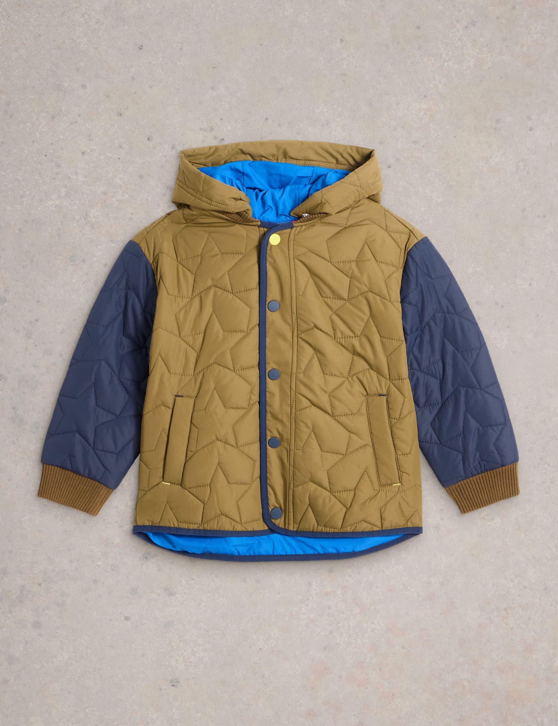 White Stuff Boys Star Quilted Hooded Coat (3-10 Yrs)