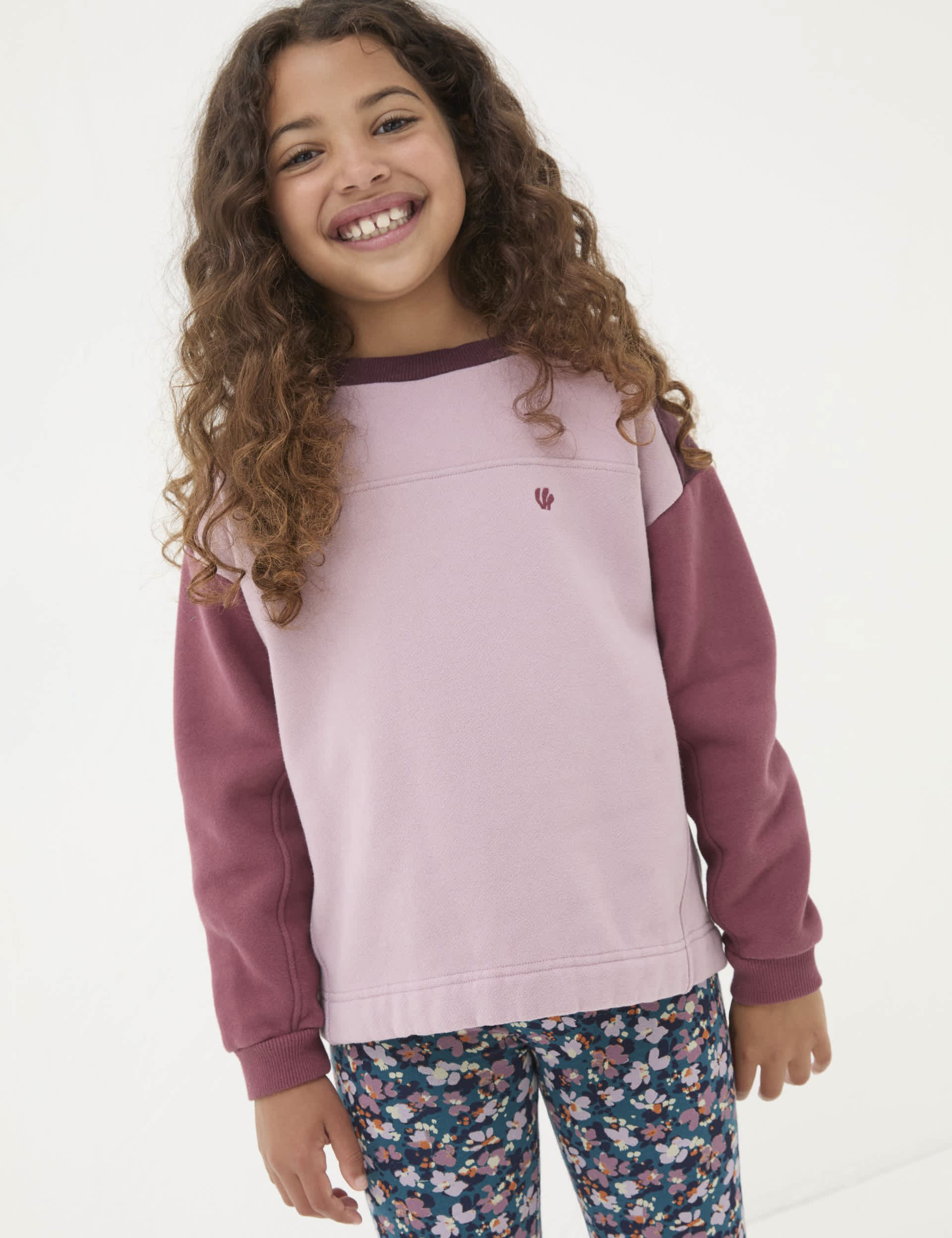 Fatface Girls Cotton Rich Butterfly Graphic Sweatshirt (3-13 Yrs) - 7-8 Y - Pink Mix, Pink Mix