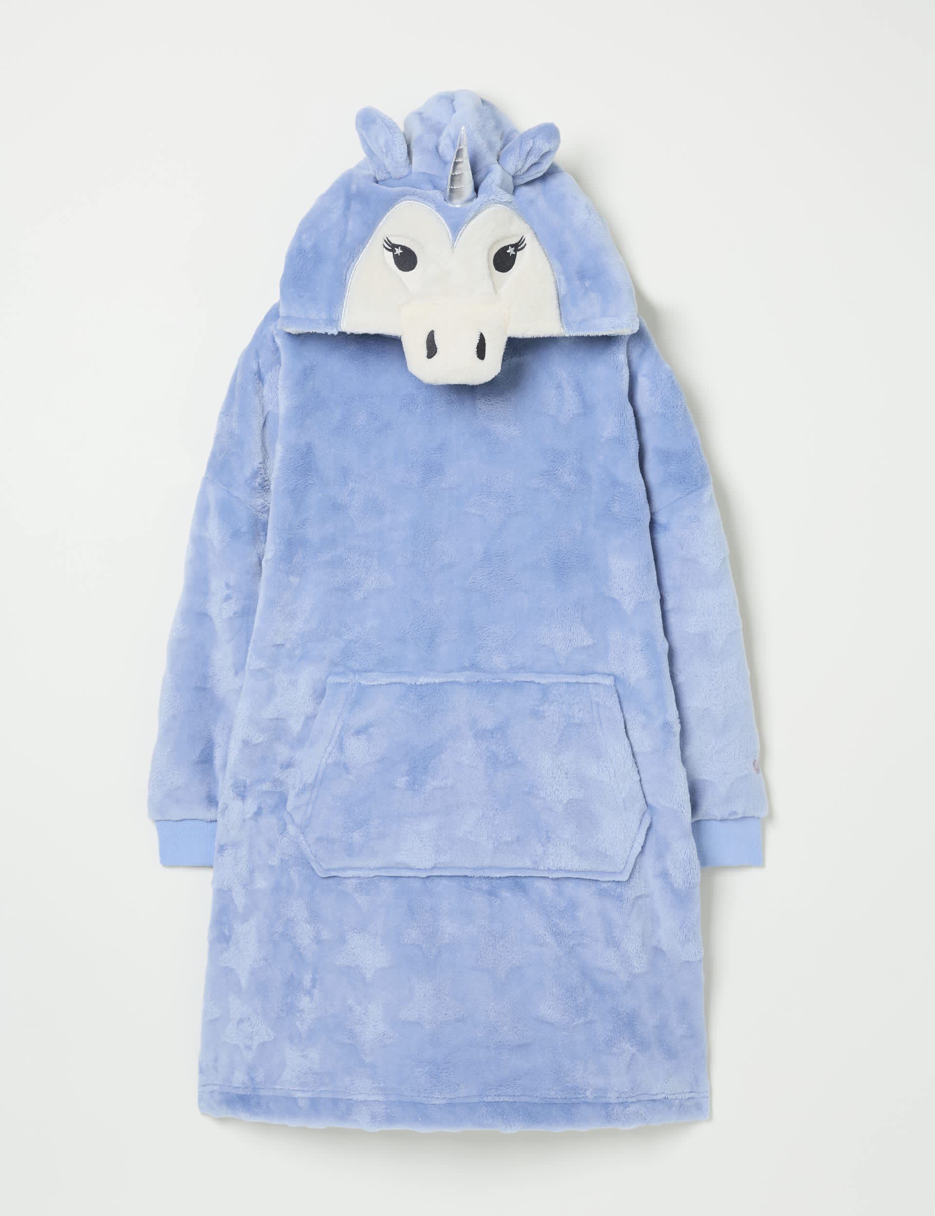 Fatface Girls Unicorn Oversized Hoodie (Small - Large) - Blue Mix, Blue Mix