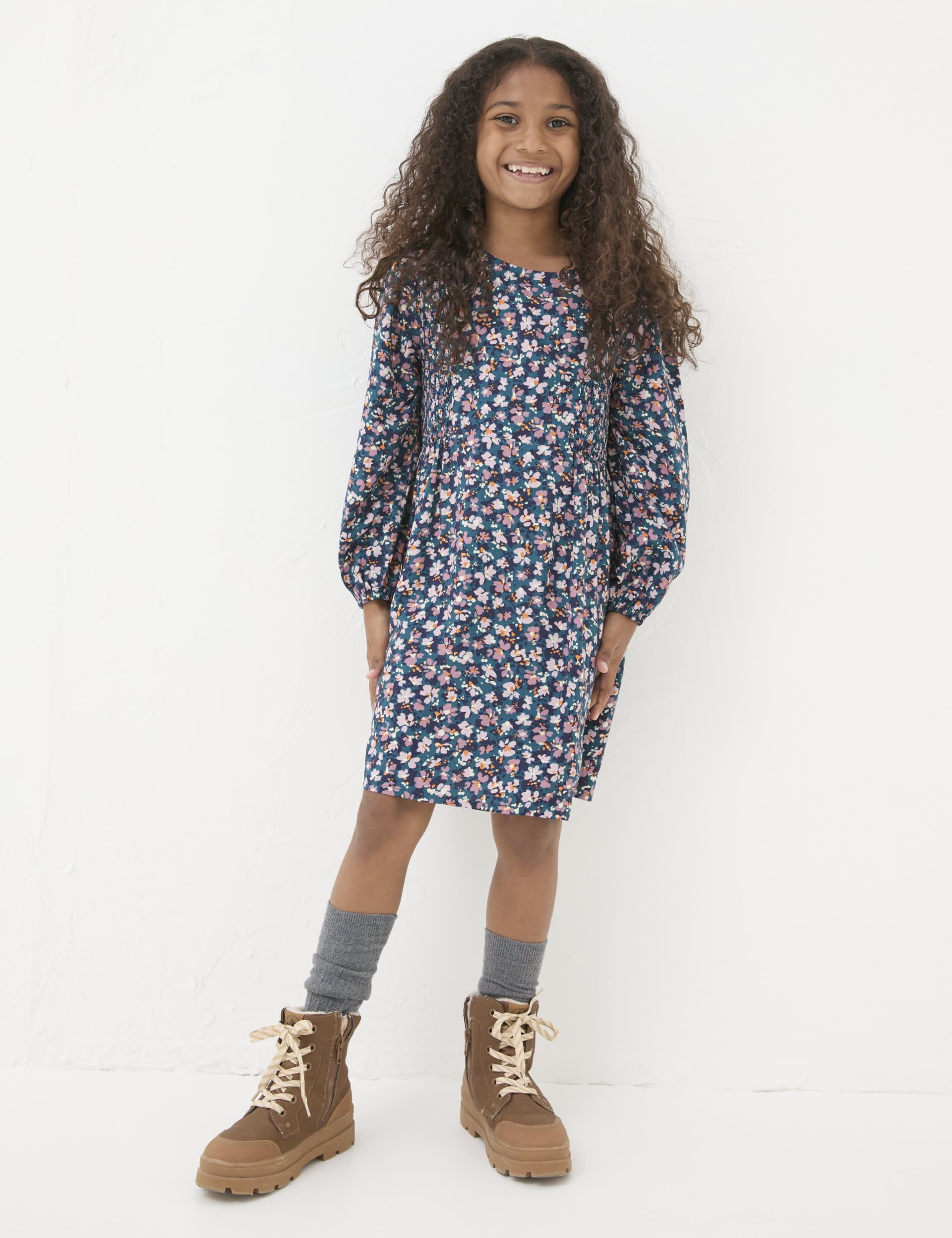 Fatface Girls Floral Dress (3-13 Yrs) - 8-9 Y - Blue Mix, Blue Mix