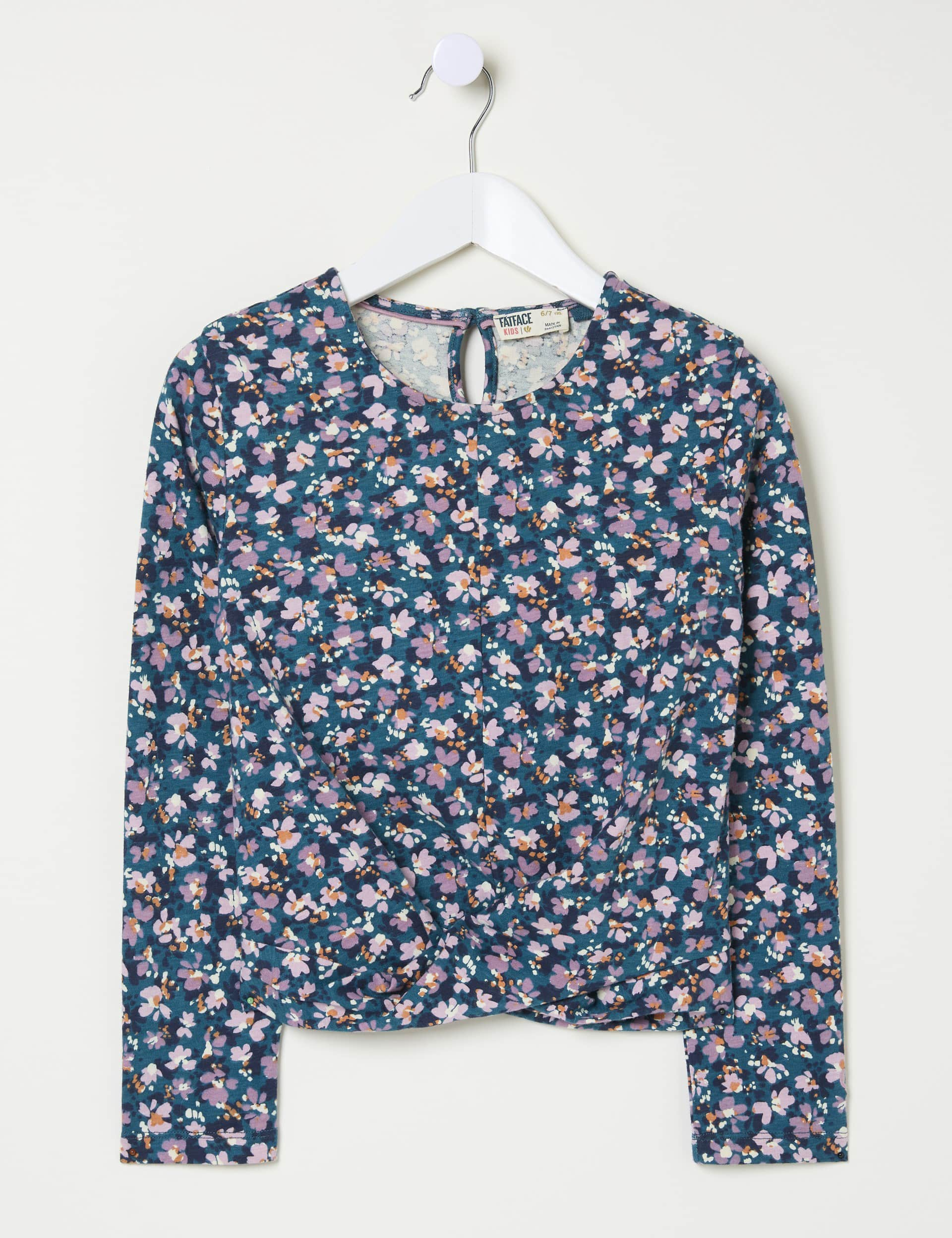 Fatface Girls Pure Cotton Floral T-Shirt (3 - 13 Yrs) - 12-13 - Blue Mix, Blue Mix