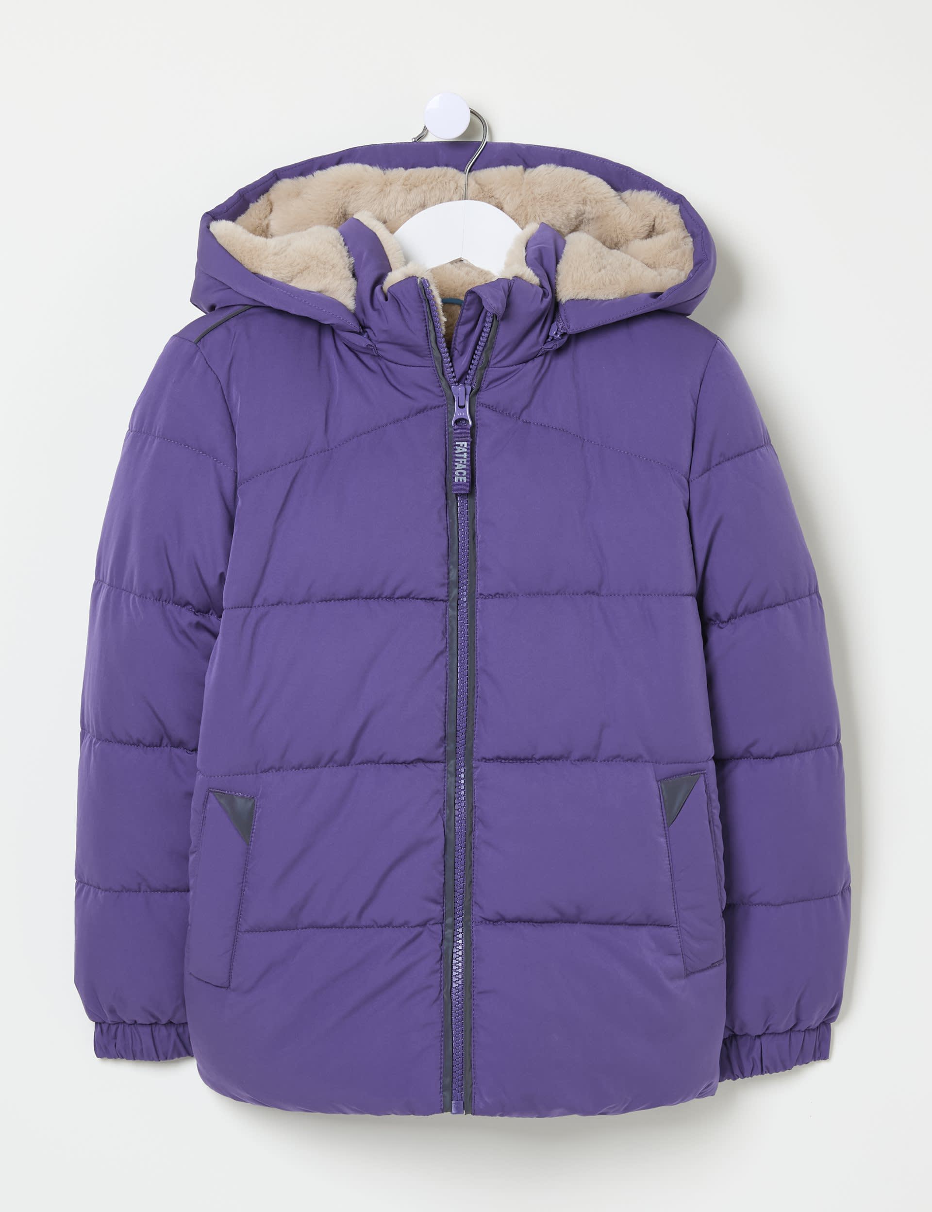 Fatface Girls Padded Quilted Hooded Jacket (3-13 Yrs) - 8-9 Y - Purple, Purple