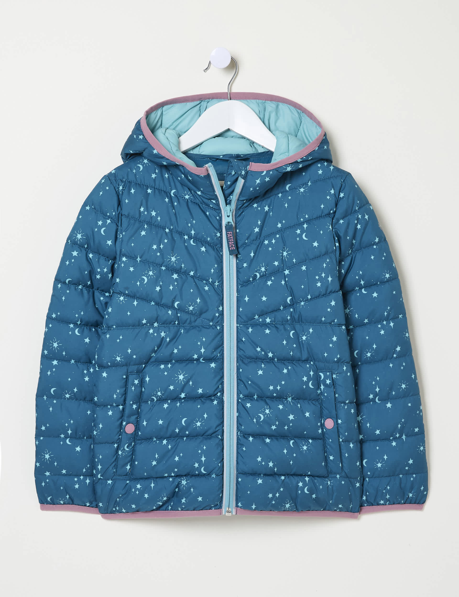 Fatface Girls Hooded Padded Star Jacket (3-13 Yrs) - 7-8 Y - Blue Mix, Blue Mix