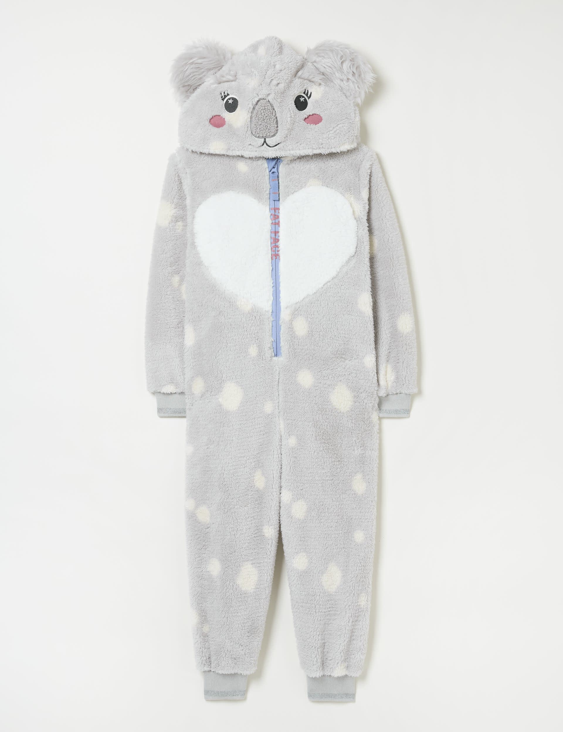 Fatface Girls Koala Onesie (3-13 Yrs) - 11-12 - Light Grey Mix, Light Grey Mix