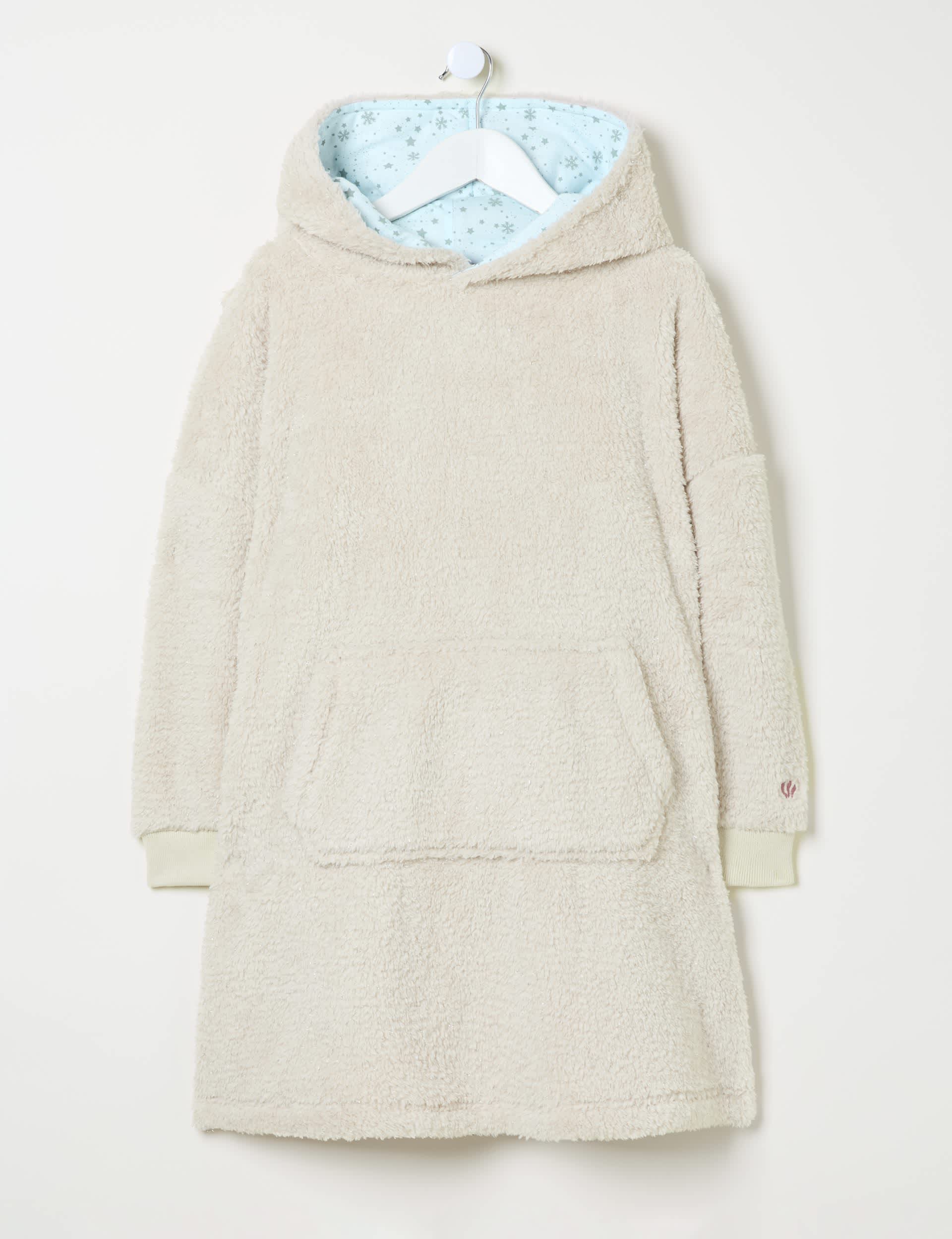 Fatface Girls Fleece Rabbit Oversized Hoodie - Natural Mix, Natural Mix