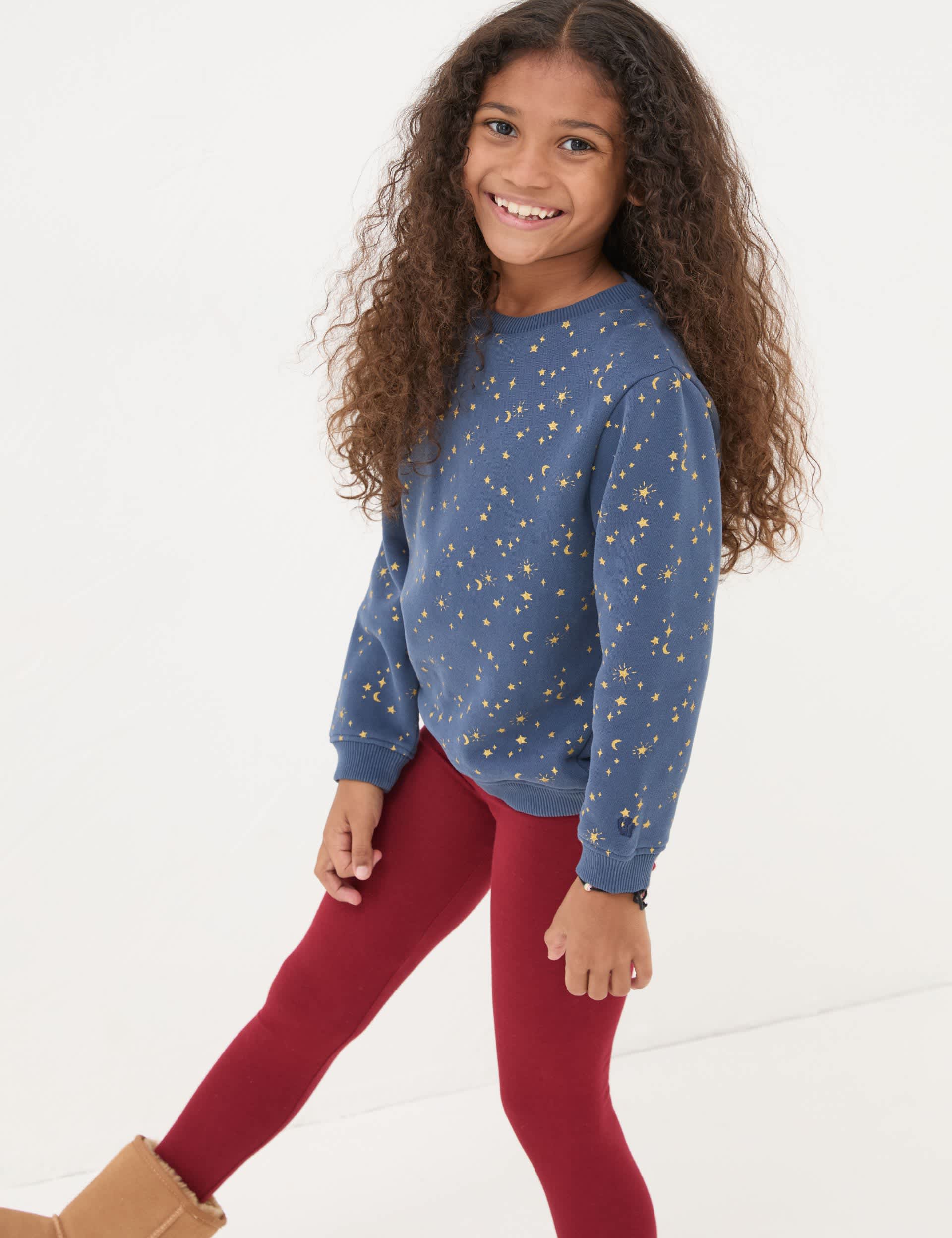 Fatface Girls Cotton Rich Stars Sweatshirt (3-13 Yrs) - 5-6 Y - Navy Mix, Navy Mix