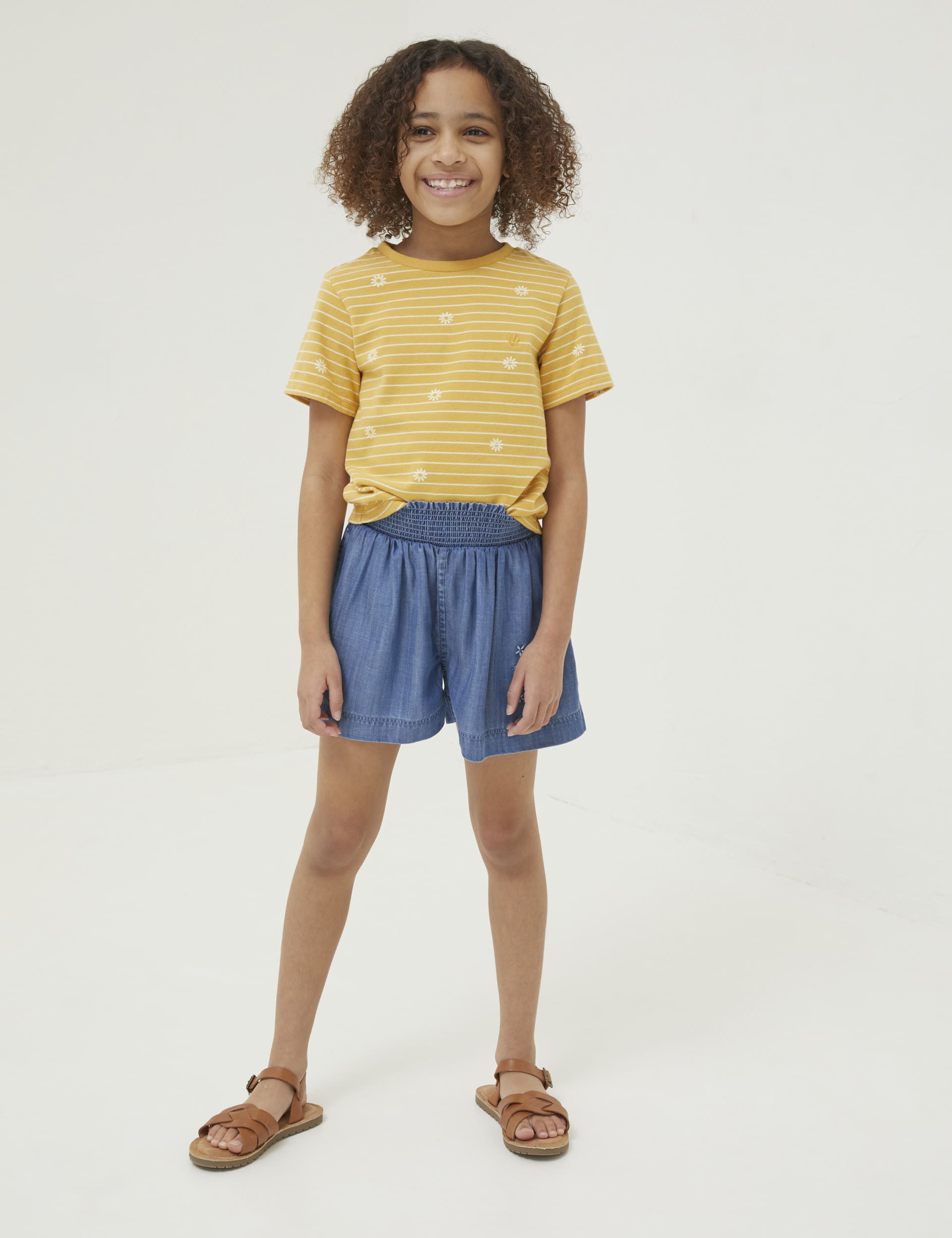 Fatface Girls Embroidered Shorts (3-13 Yrs) - 8-9 Y - Blue Mix, Blue Mix