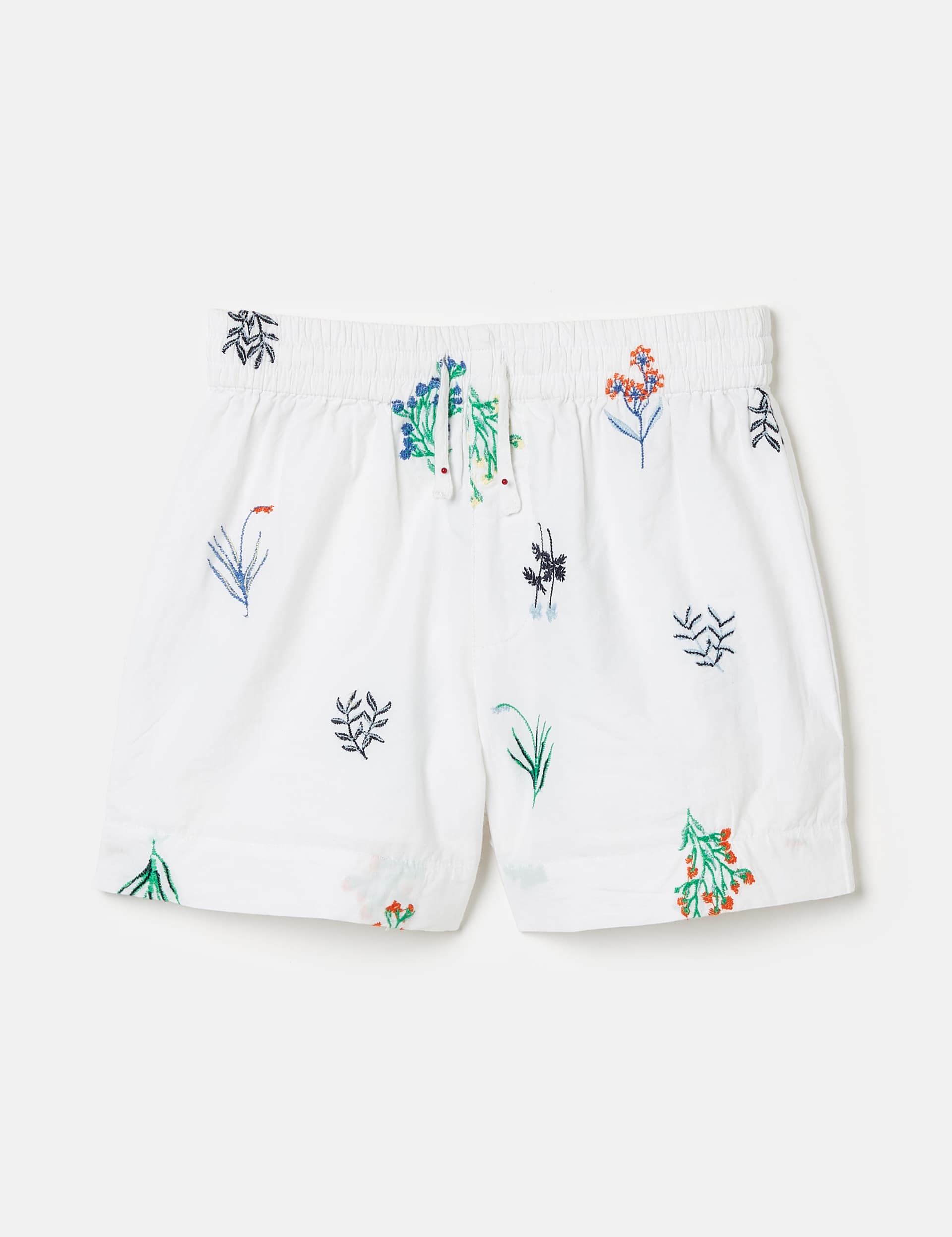 Joules Girls Pure Cotton Floral Shorts (2-12 Yrs) - 6y - White Mix, White Mix