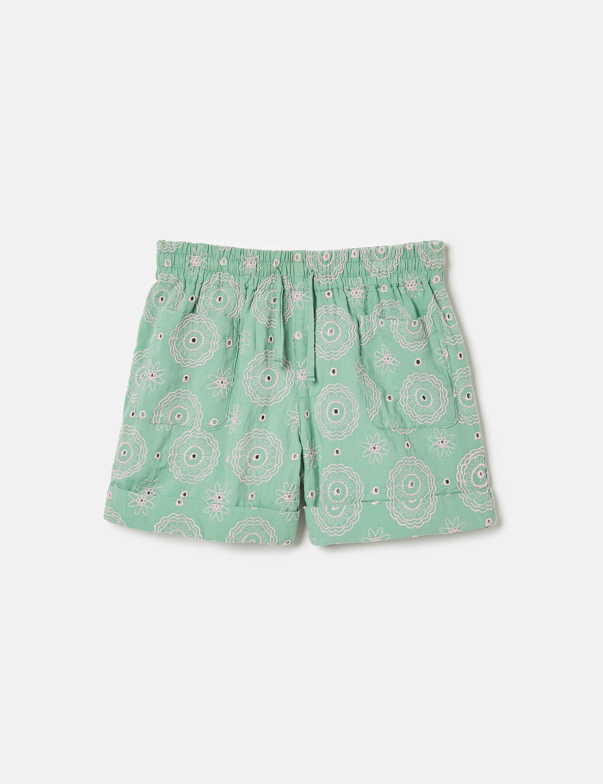 Joules Girls Pure Cotton Floral Embroidered Shorts (2-12 Yrs)