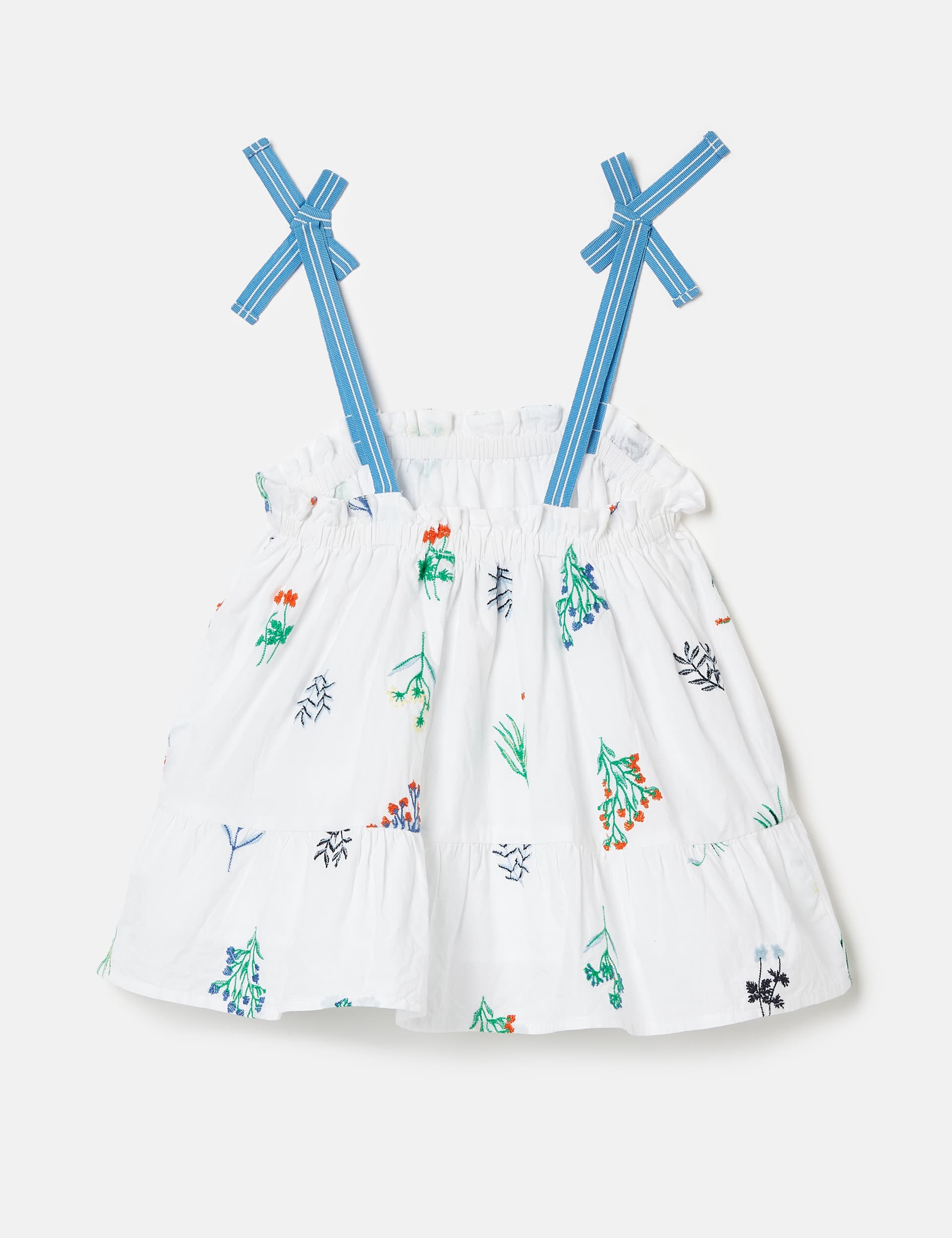 Joules Girls Pure Cotton Flower Embroidered Top (2-12 Yrs) - 7y - White Mix, White Mix