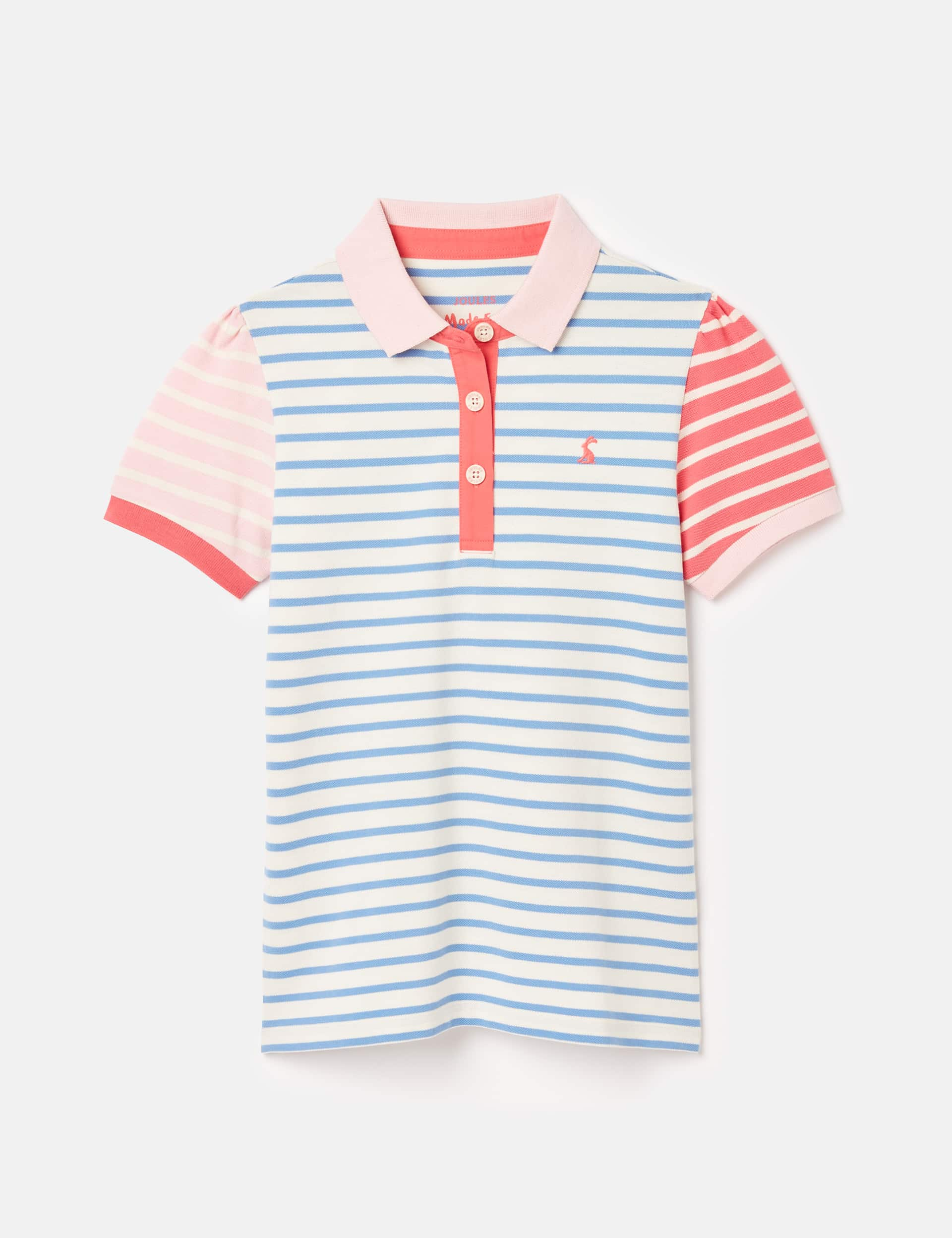 Joules Girls Pure Cotton Striped Polo Shirt (2-12 Yrs) - 8y - Blue, Blue