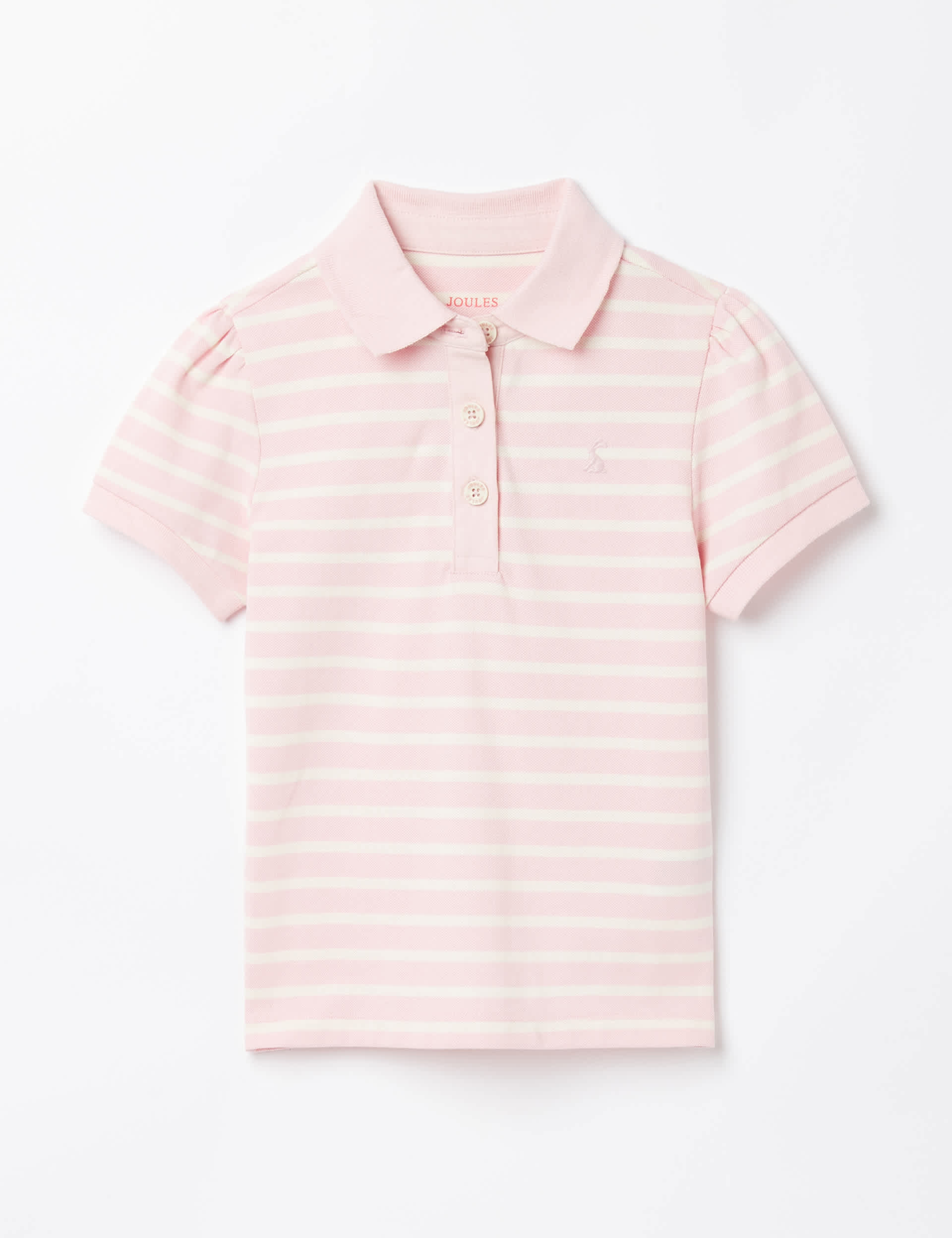 Joules Girls Pure Cotton Striped Polo Shirt (2-12 Yrs) - 8y - Pink Mix, Pink Mix