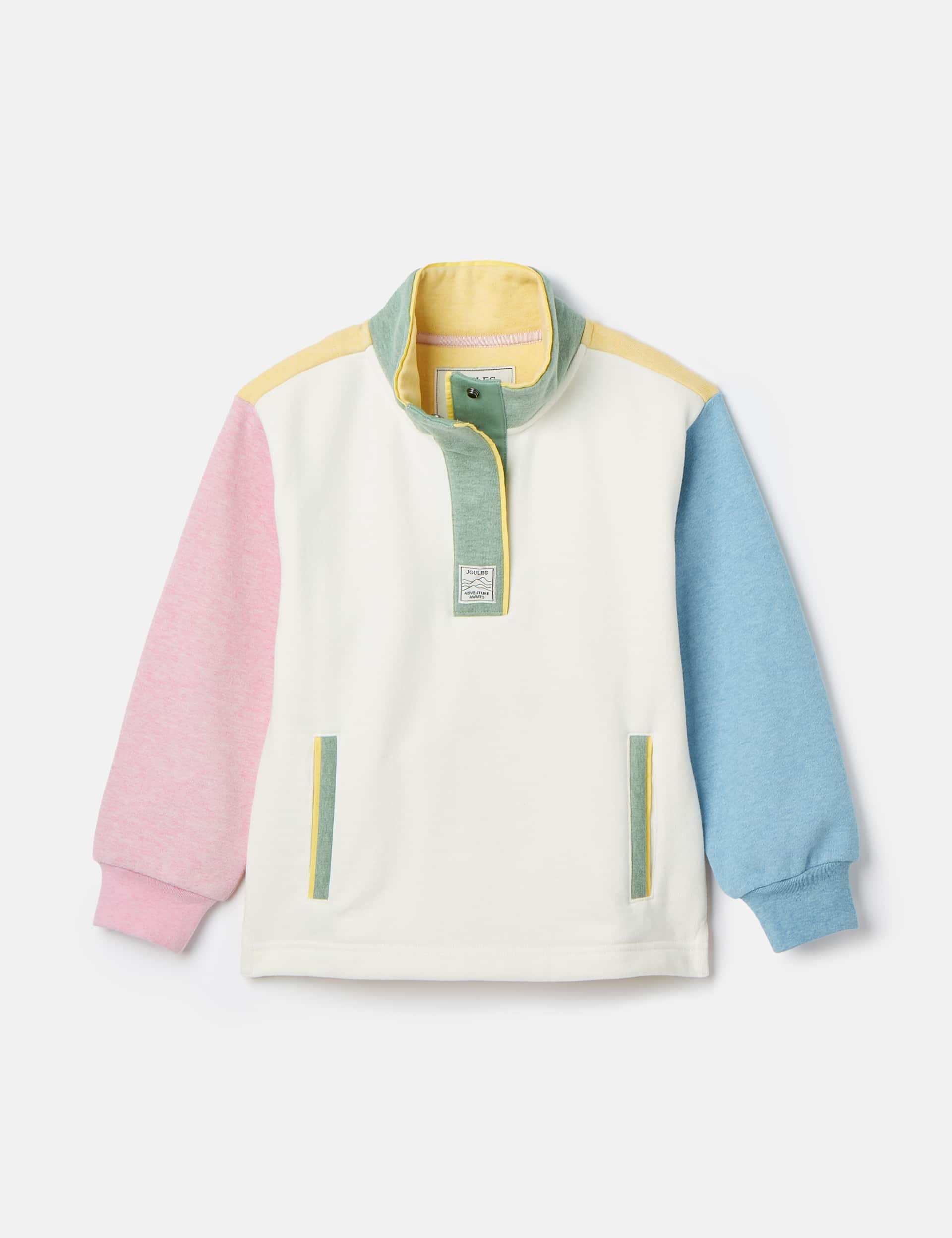 Joules Girls Pure Cotton Colour Block Sweatshirt (2-11 Yrs) - 6y - Cream, Cream