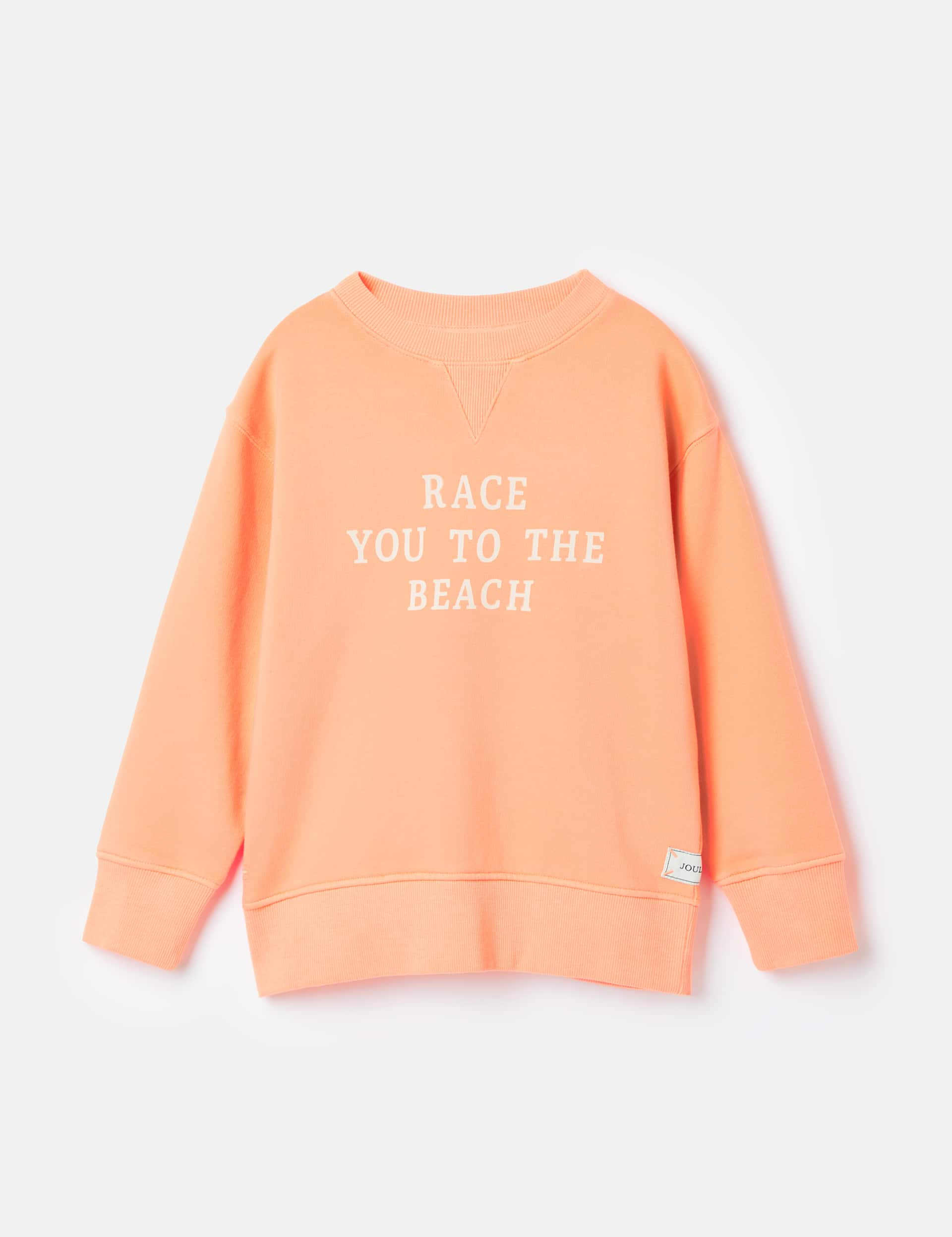 Joules Girls Cotton Rich Beach Slogan Sweatshirt (2-10 Yrs) - 7y - Light Pink, Light Pink