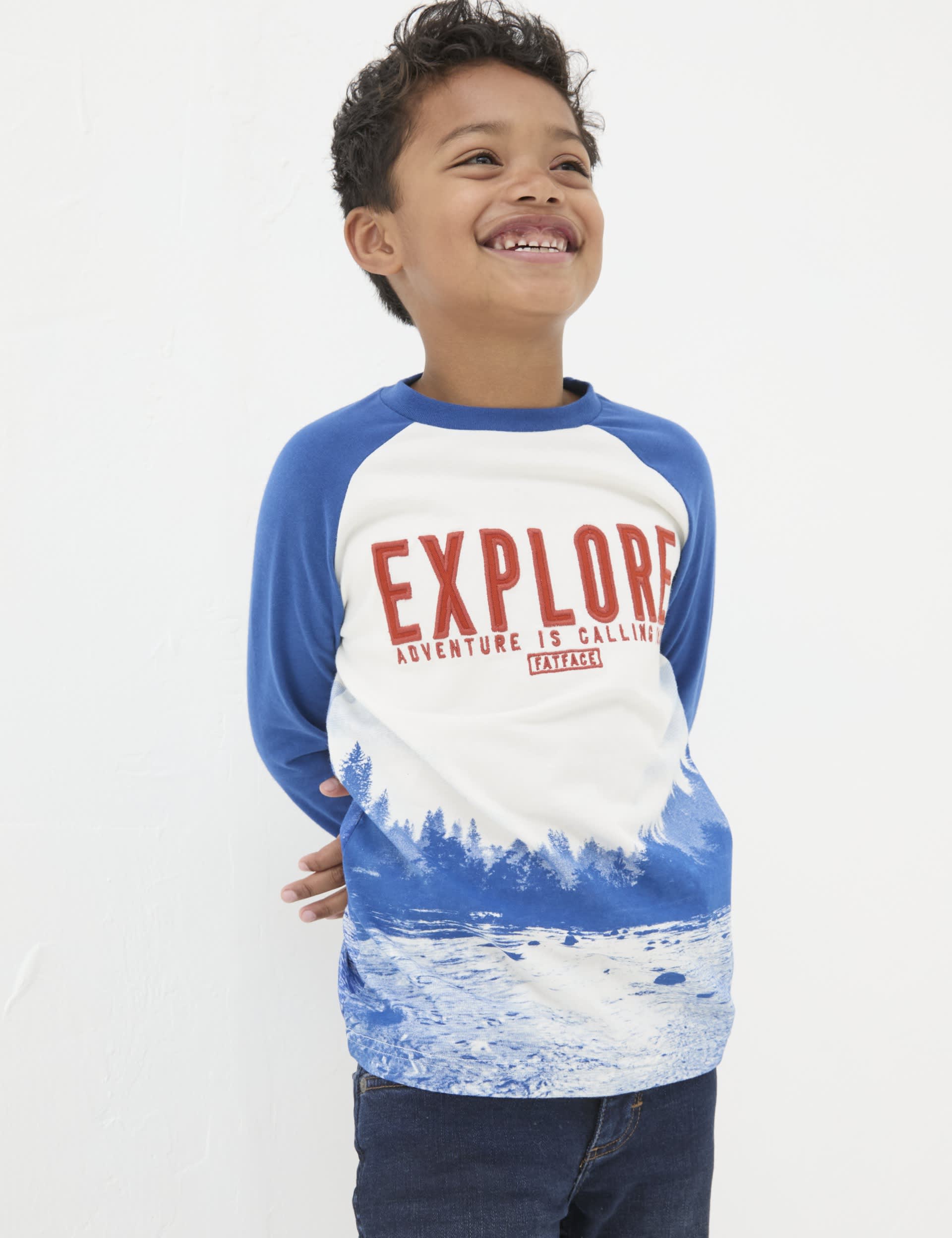 Fatface Boys Pure Cotton Explore Graphic T-Shirt (3-13 Yrs) - 9-10Y - Blue Mix, Blue Mix