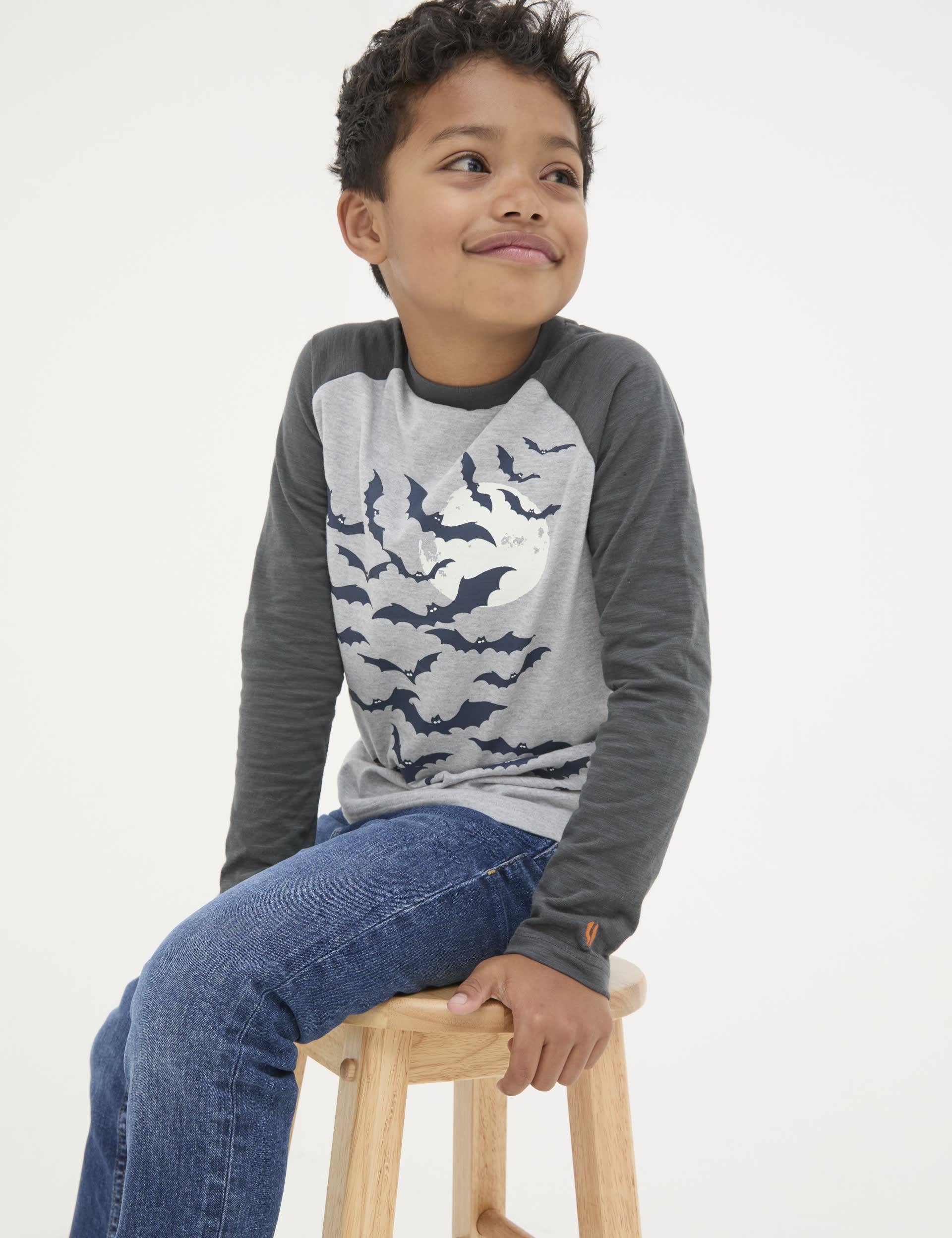 Fatface Boys Pure Cotton Bat T-Shirt (3-13 Yrs) - 4-5 Y - Grey Mix, Grey Mix