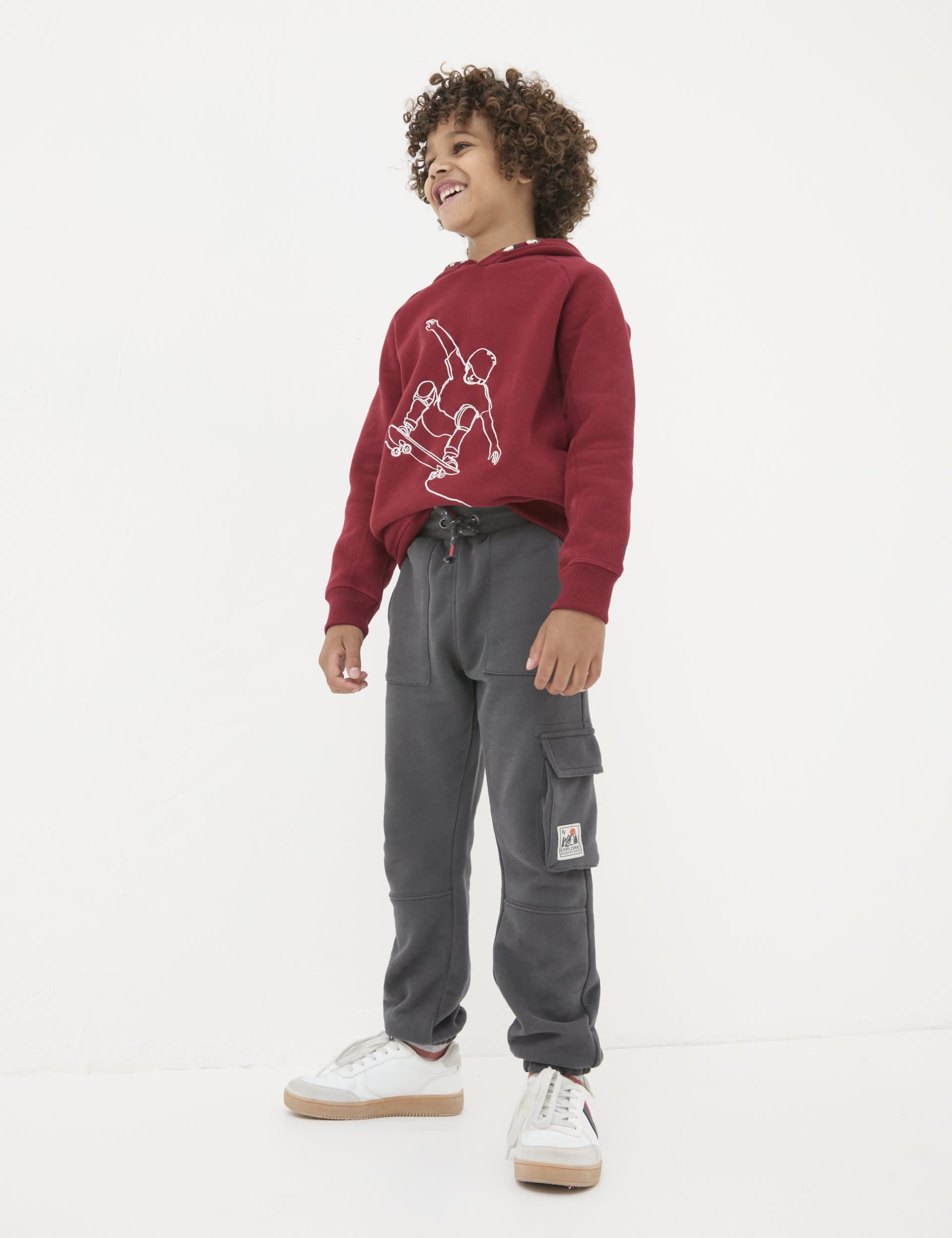 Fatface Boys Pure Cotton Cargo Joggers (3-13 Yrs) - 7y - Grey, Grey