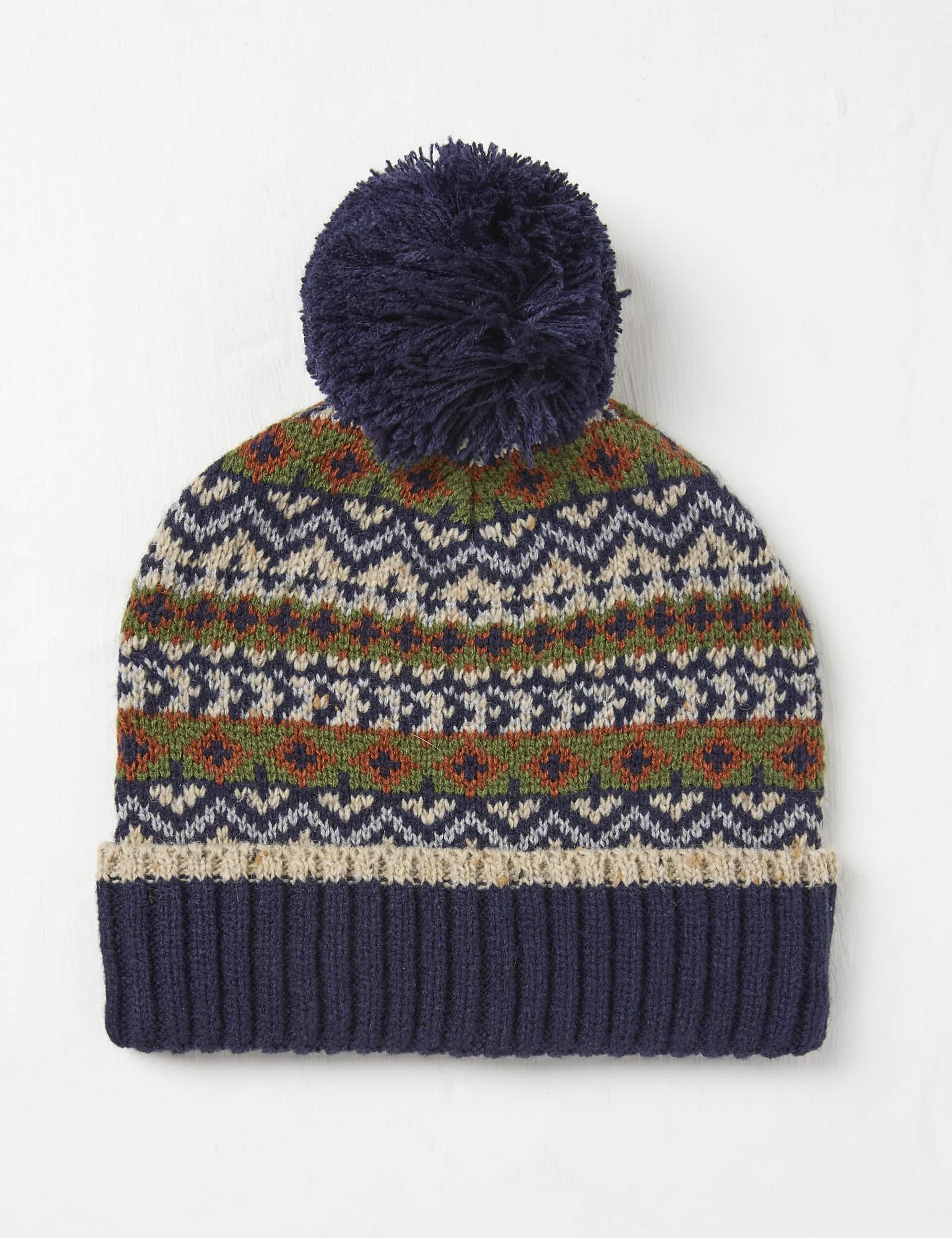 Fatface Kids Jacquard Bobble Hat with Wool - M - Multi, Multi