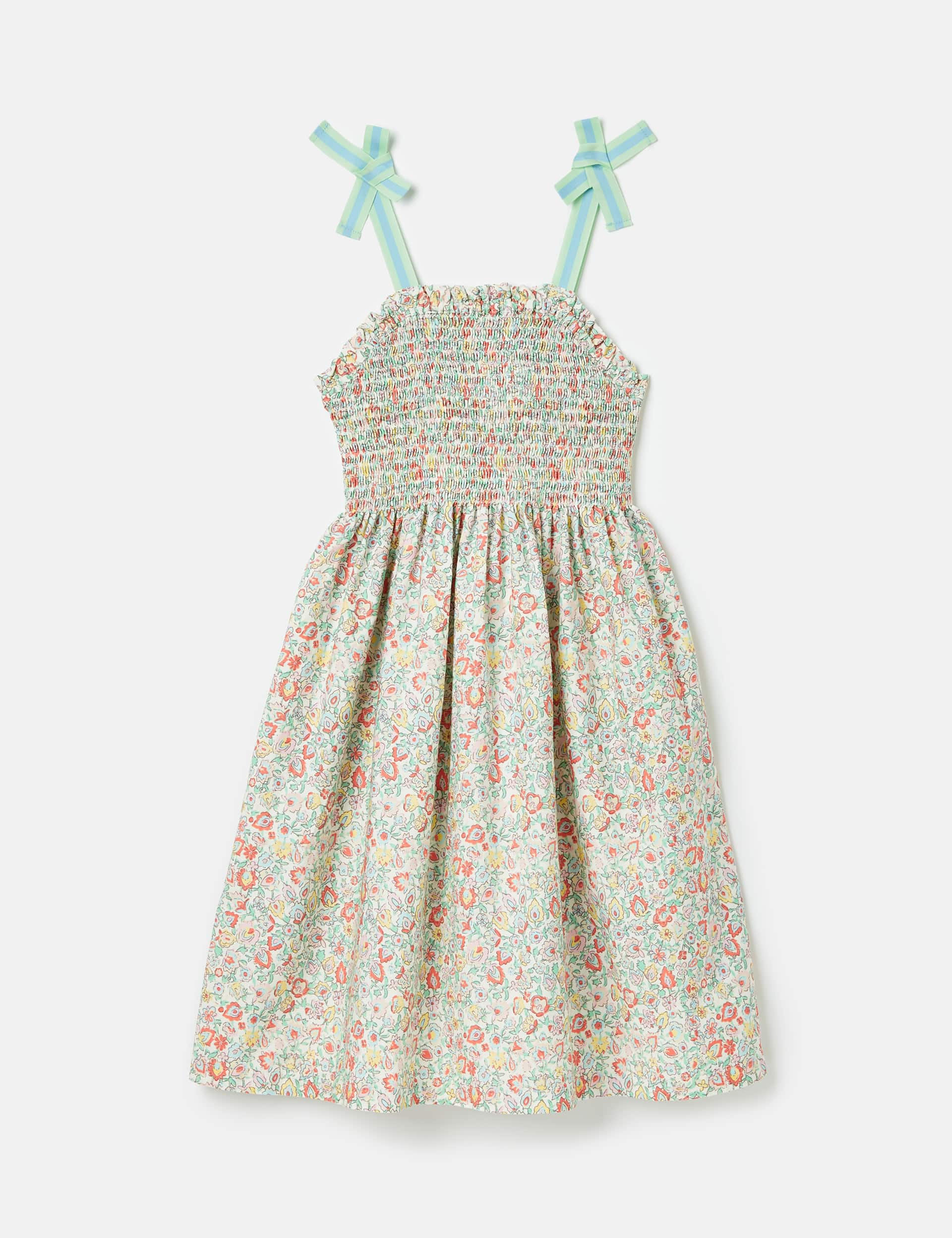 Joules Girls Pure Cotton Seaside Dress (2-11 Yrs) - 5-6 Y - Light Pink Mix, Light Pink Mix