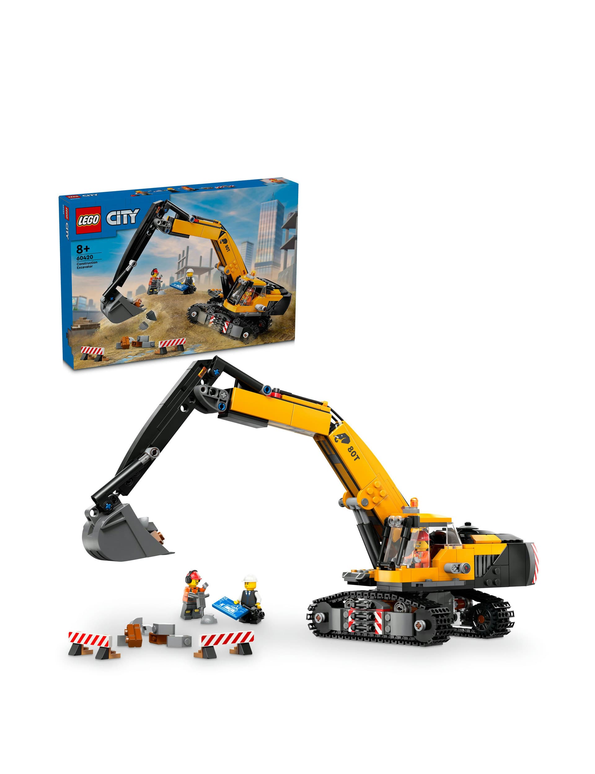 LEGO City Yellow Construction Excavator Toy Digger 60420 (8+ Yrs)