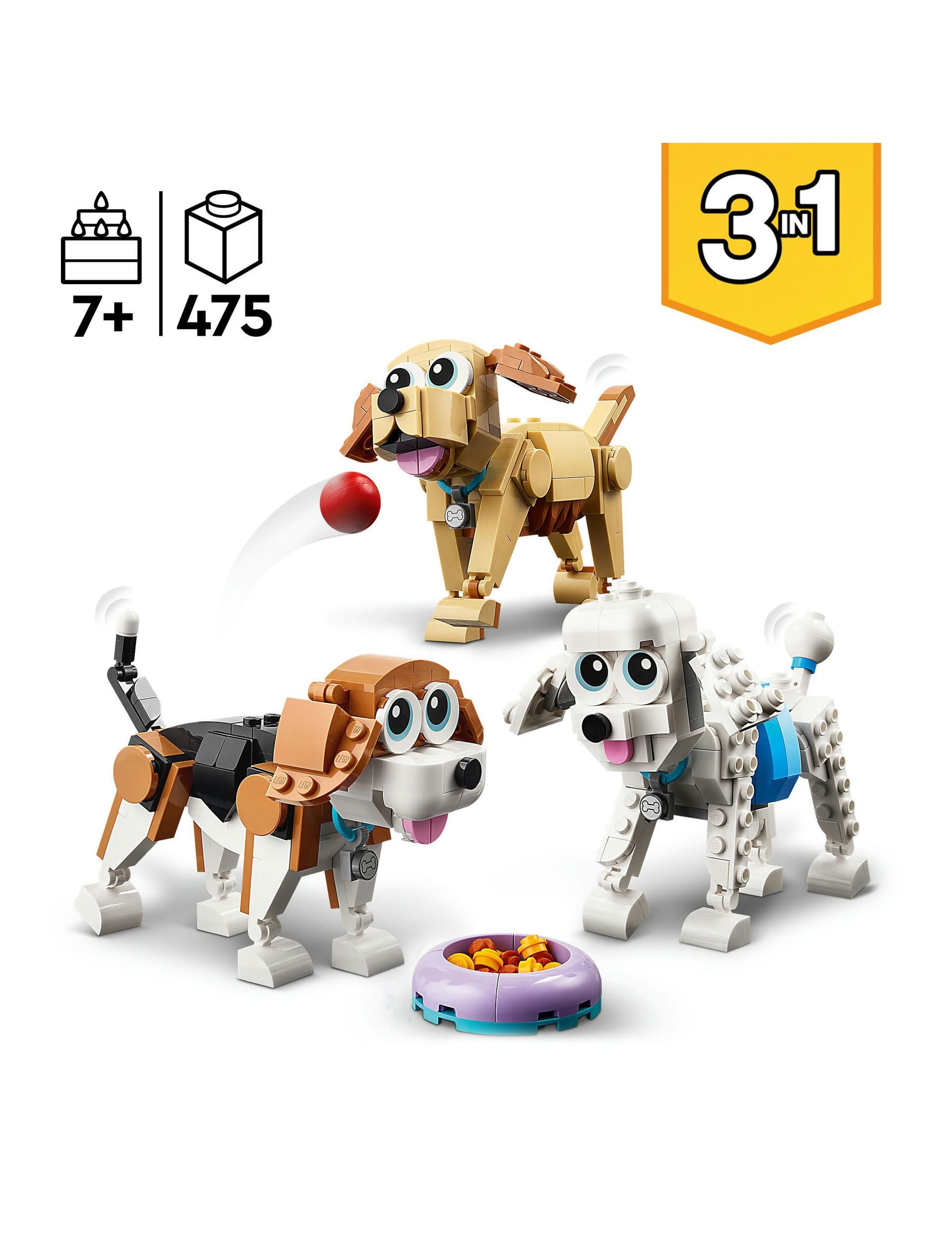 LEGO Creator 3 in 1 Adorable Dogs Animal Toys 31137 (7+ Yrs)