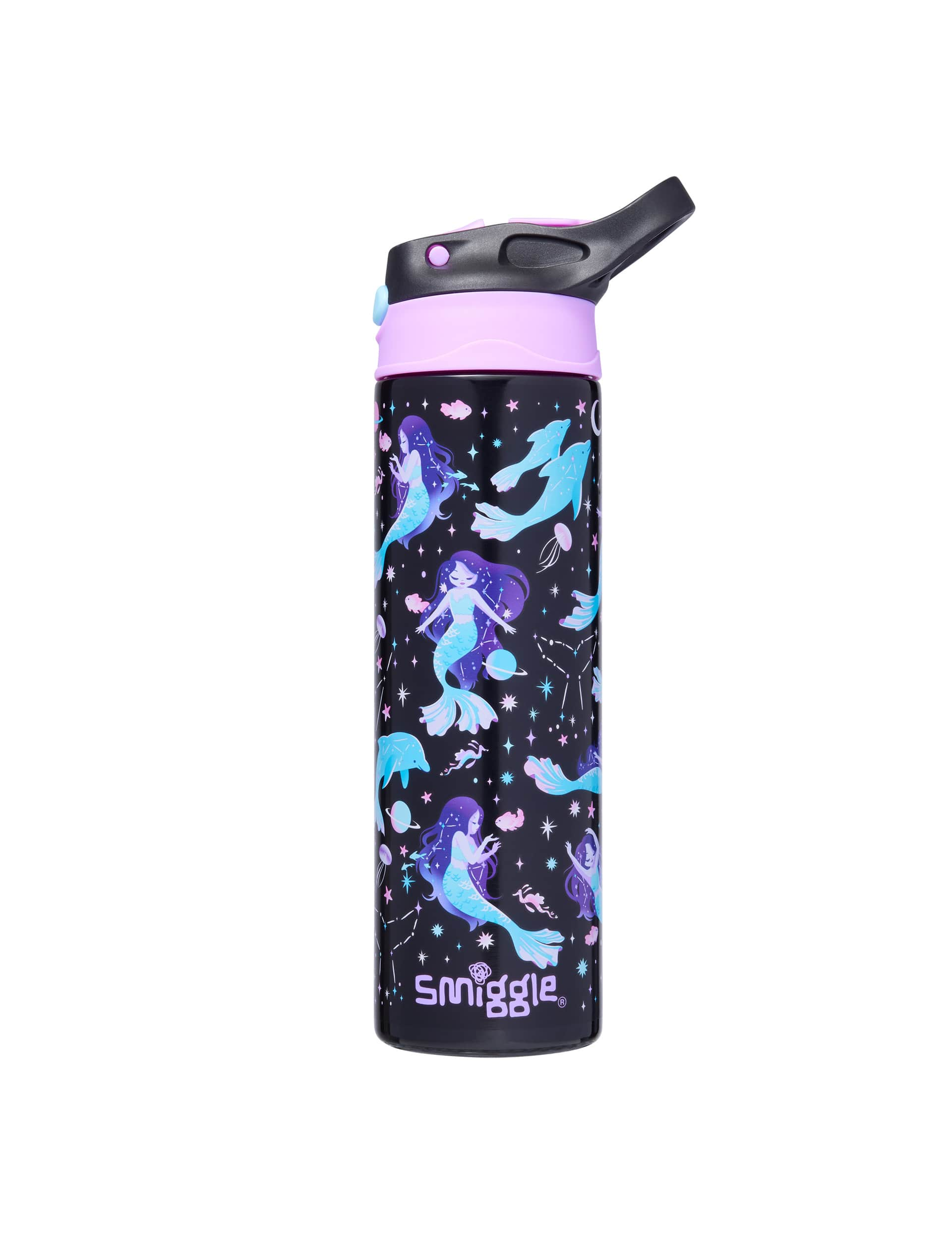 Smiggle Kids Printed Water Bottle (3+ Yrs) - Black Mix, Black Mix,Navy Mix,Black/Grey