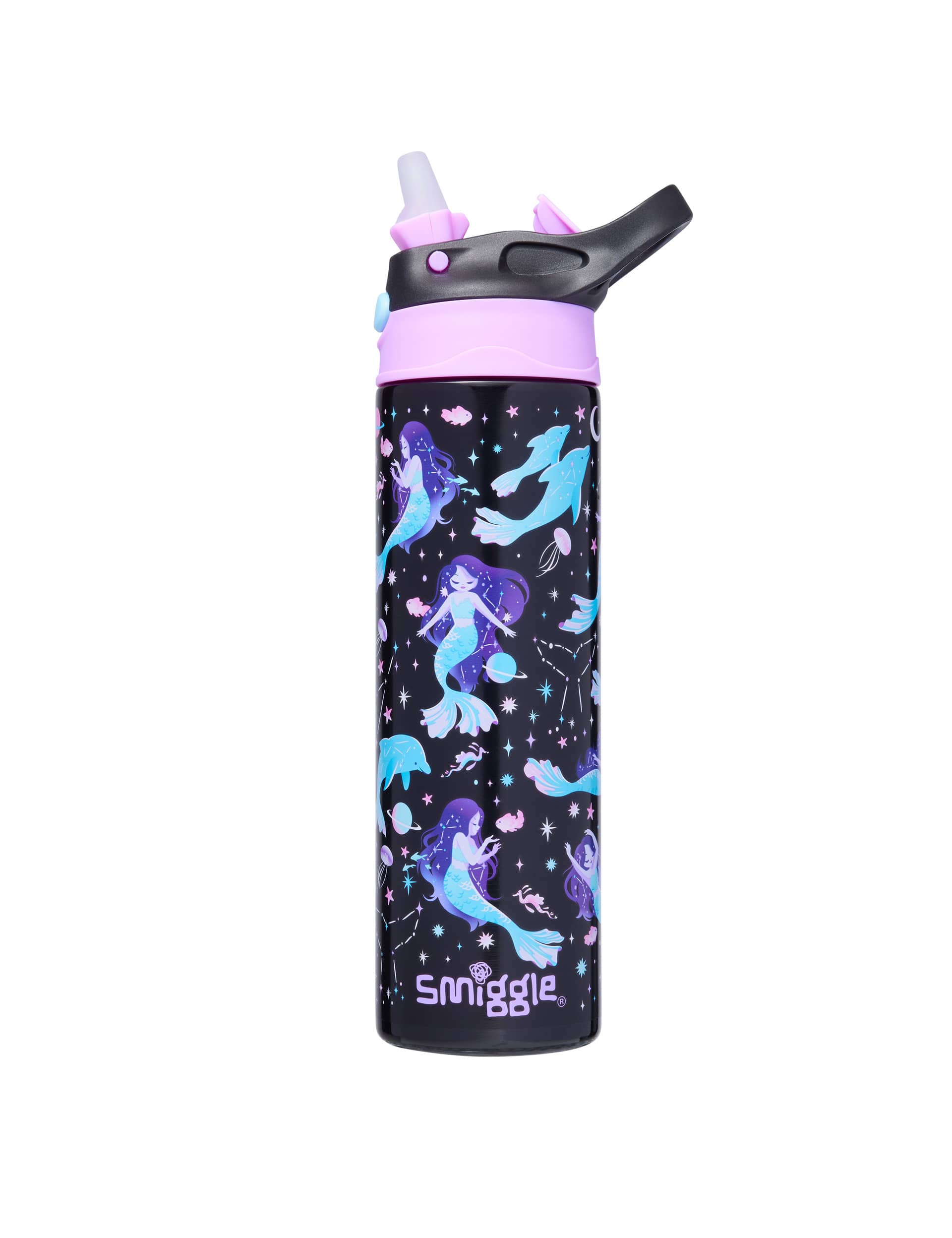 Smiggle Kids Printed Water Bottle (3+ Yrs) - Black Mix, Black Mix