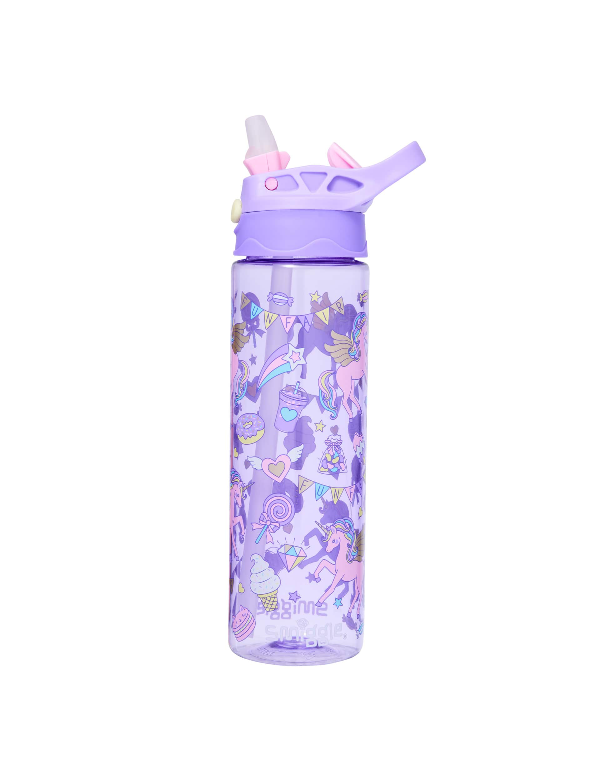 Smiggle Kids Printed Water Bottle (3+ Yrs) - Lilac Mix, Lilac Mix