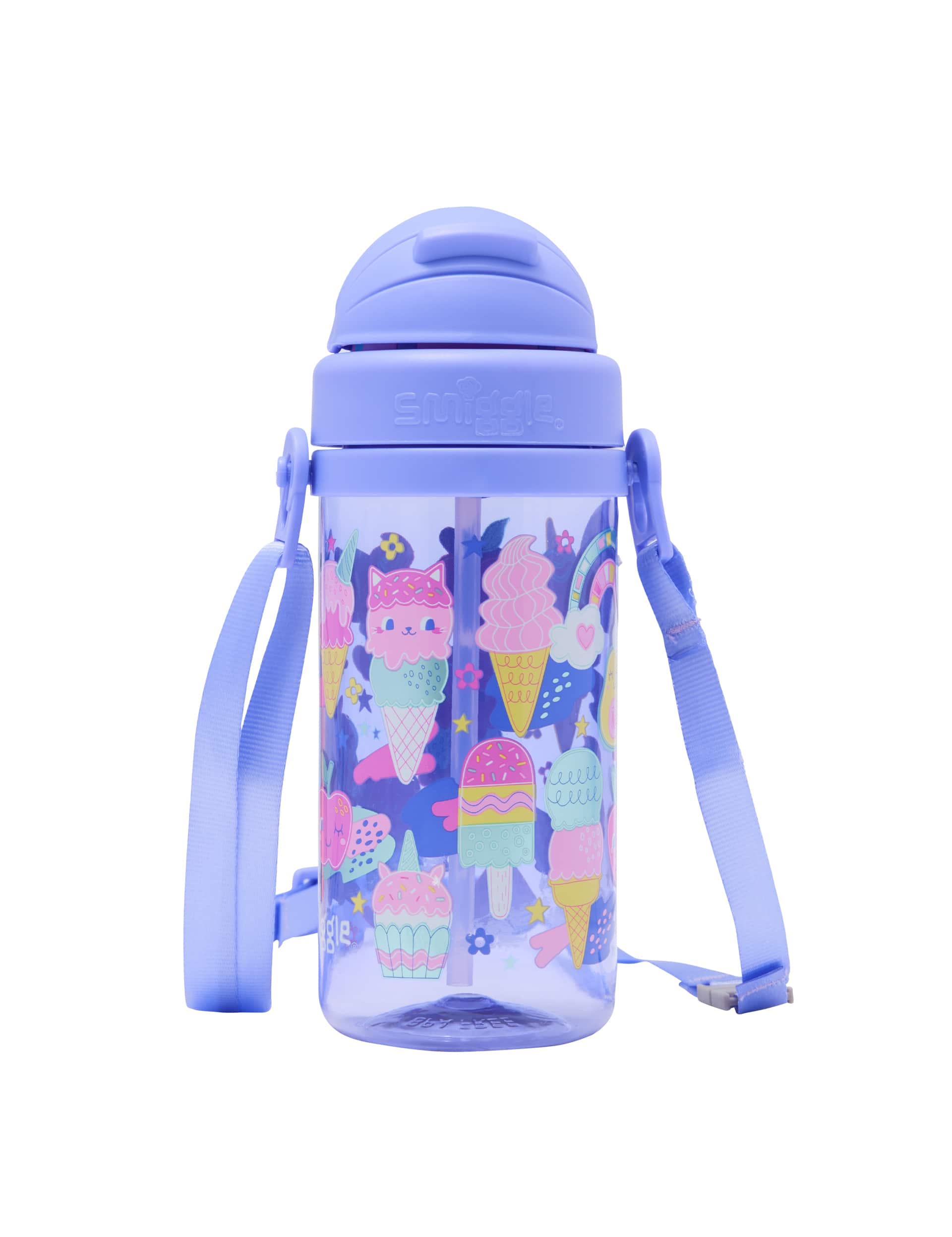 Smiggle Kids Printed Water Bottle (3+ Yrs) - Lilac Mix, Lilac Mix