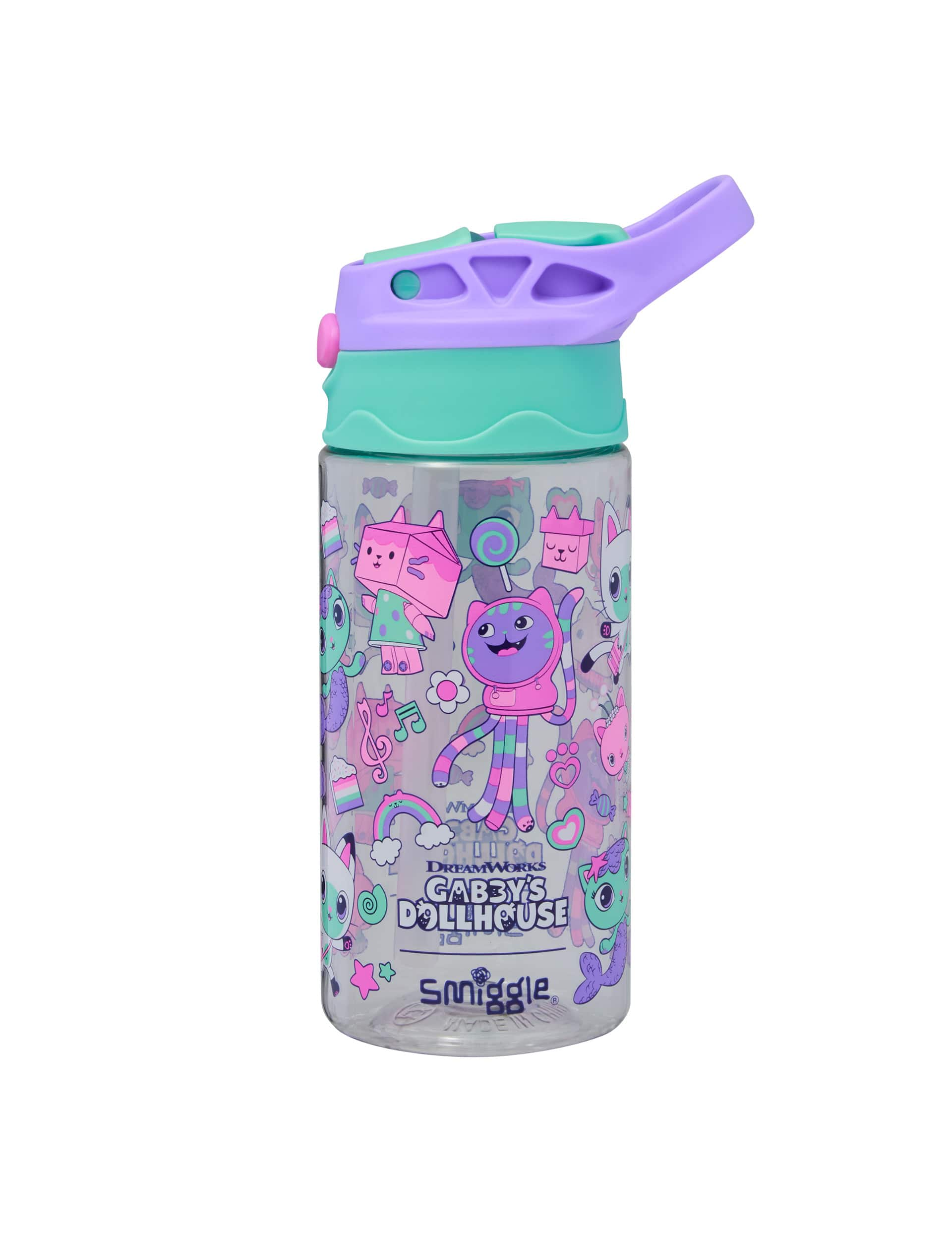 Smiggle Kids Gabby's Dollhouse Water Bottle (3+ Yrs) - Purple Mix, Purple Mix