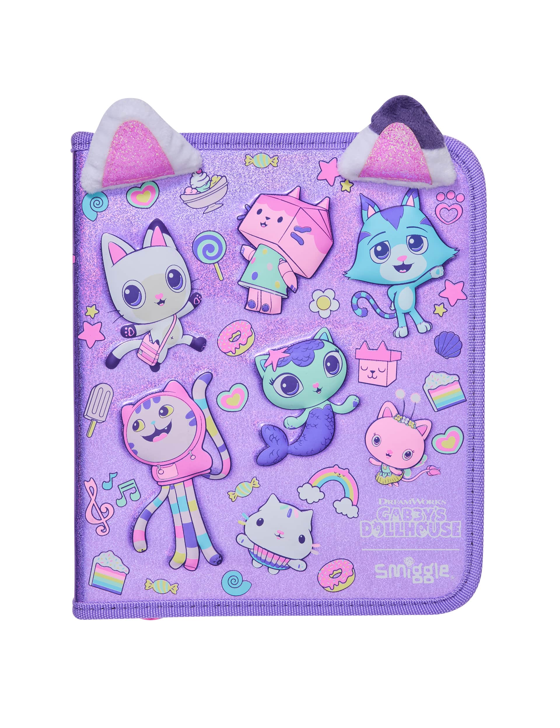 Smiggle Kids Gabby's Dollhouse Pencil Case - Purple Mix, Purple Mix