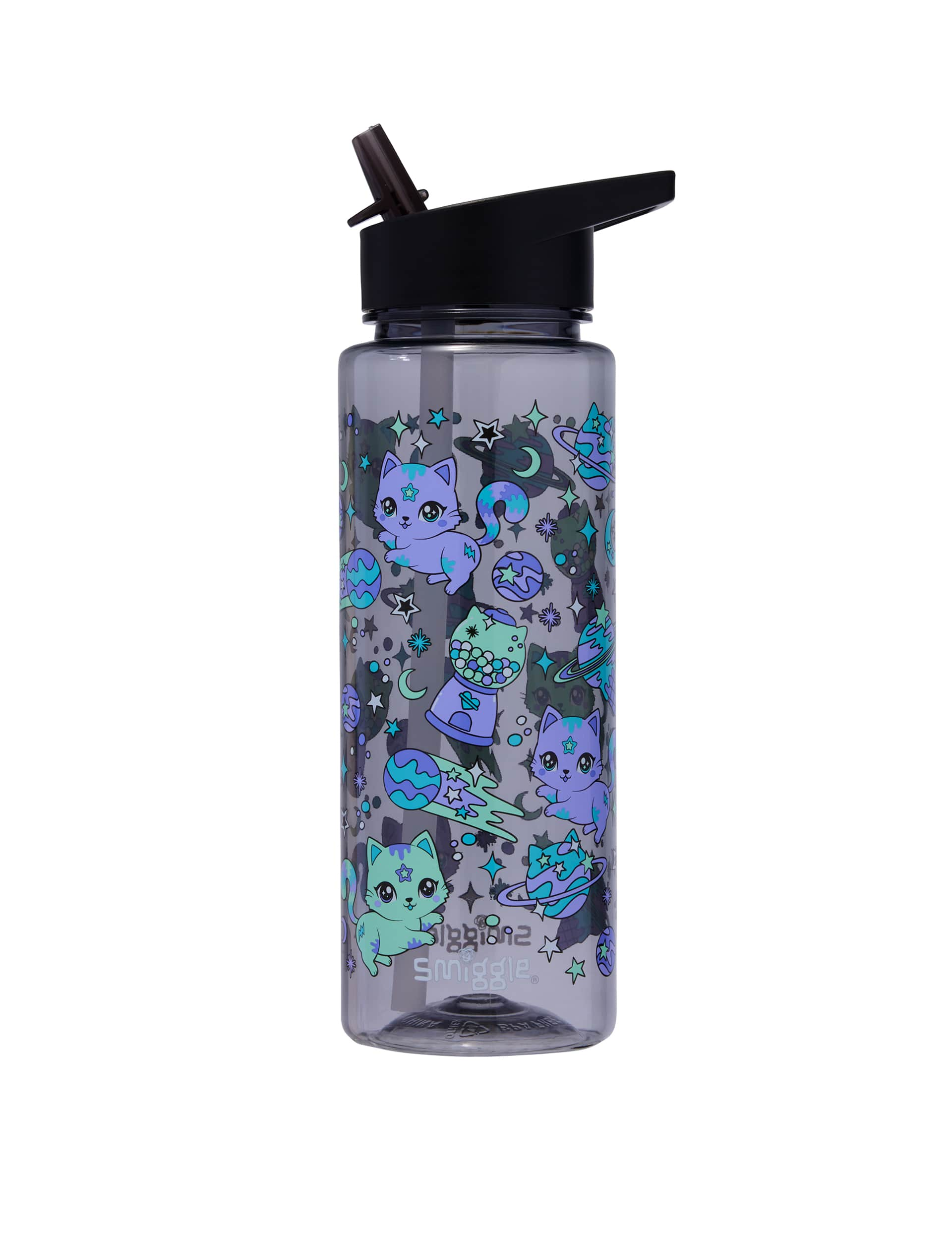 Smiggle Kids Printed Water Bottle - Black Mix, Black Mix