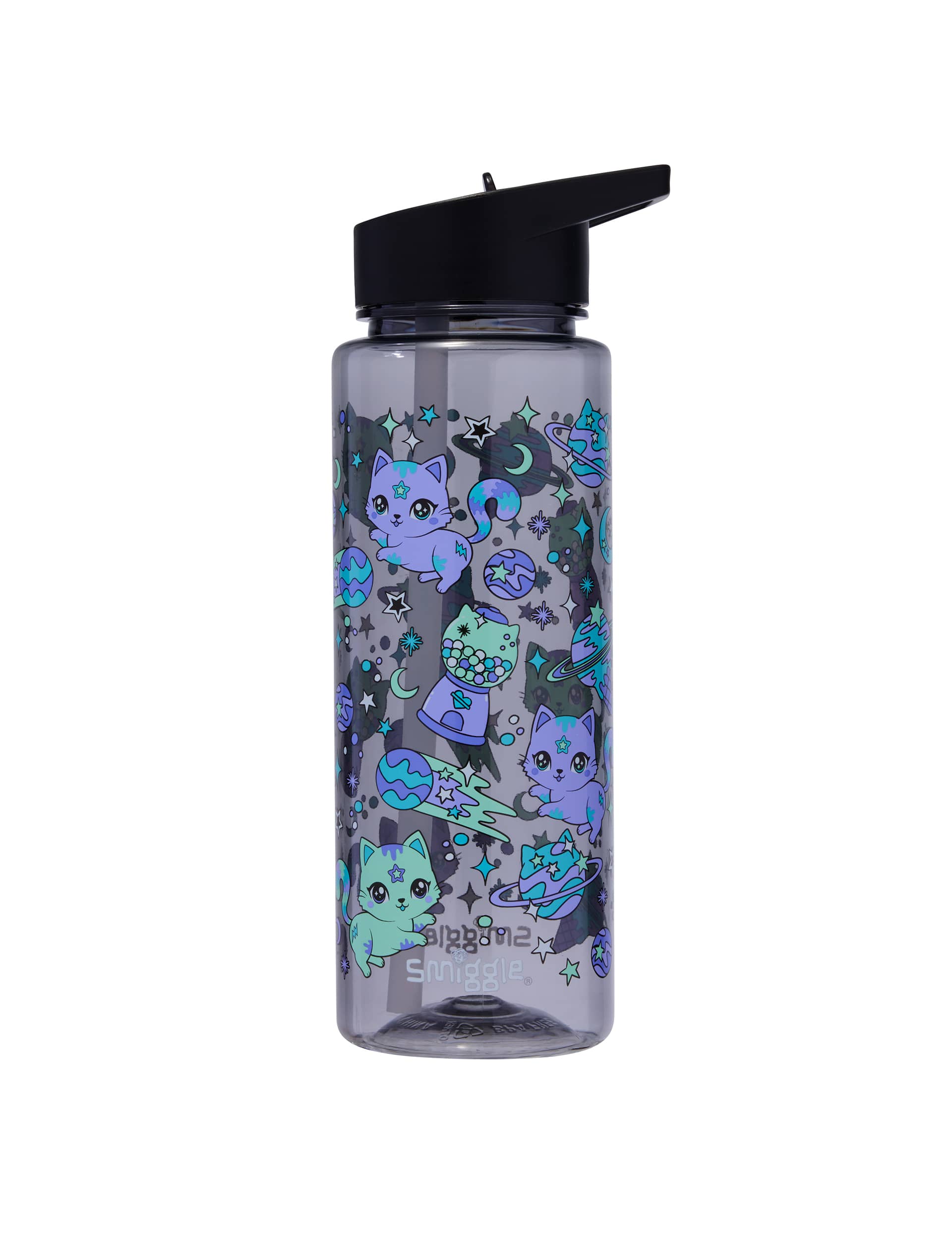 Smiggle Kids Printed Water Bottle - Black Mix, Black Mix