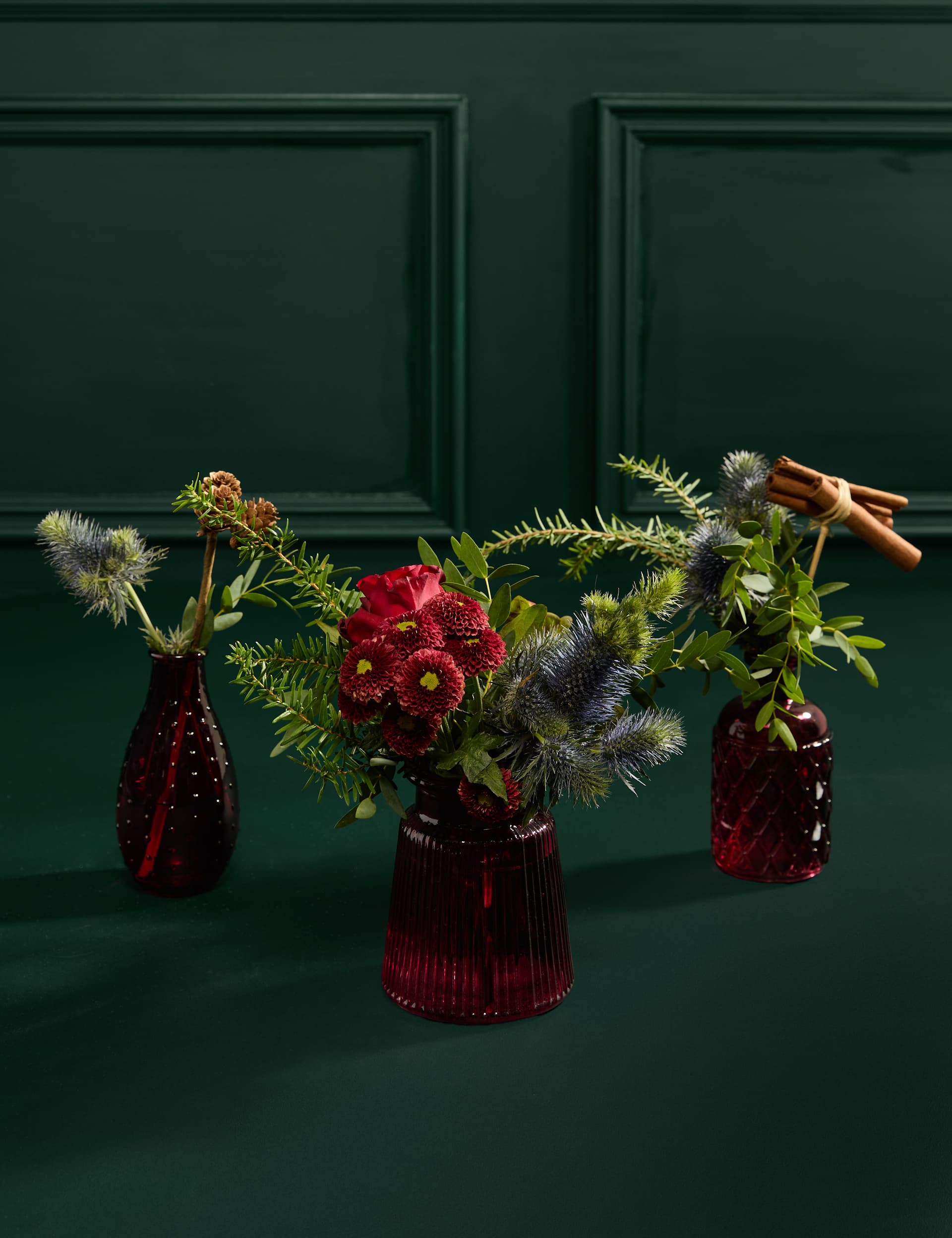 M&S Festive Scarlet Bud Vases (Delivery from 27 Nov)