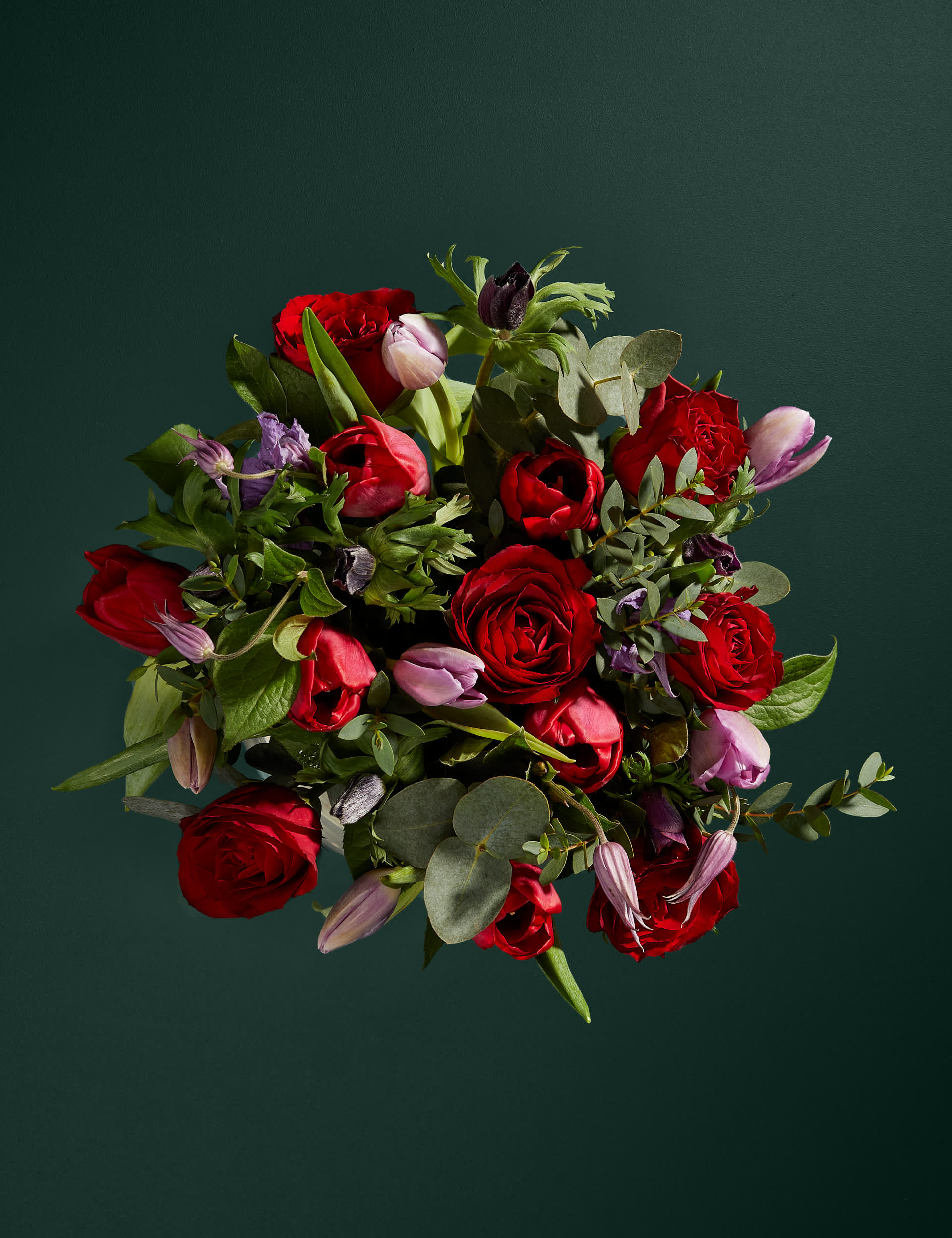 M&S Valentine's Roses, Tulips & Anemone Bouquet in Vase