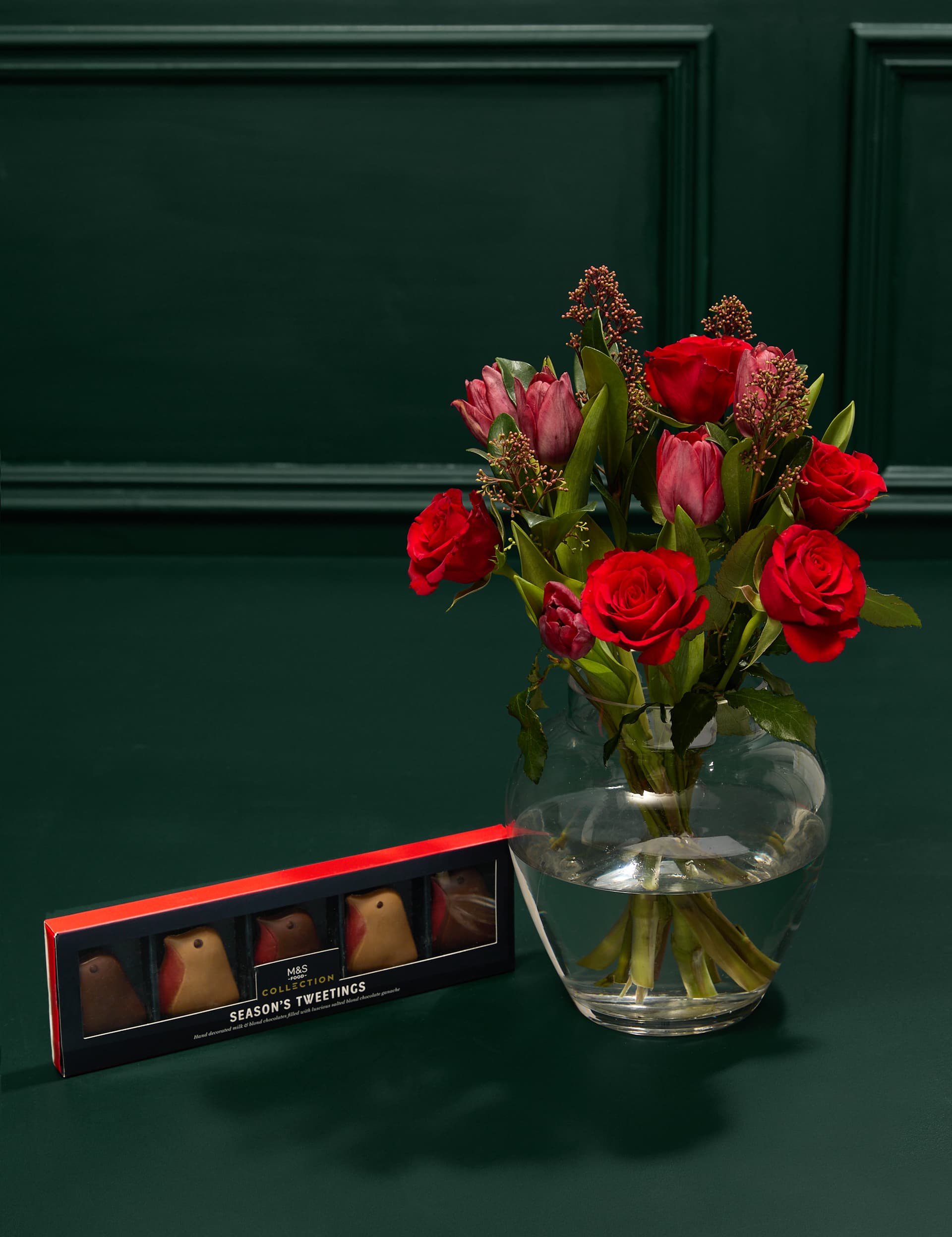 M&S Red Rose & Tulip Bouquet with Collection Seasons Tweetings