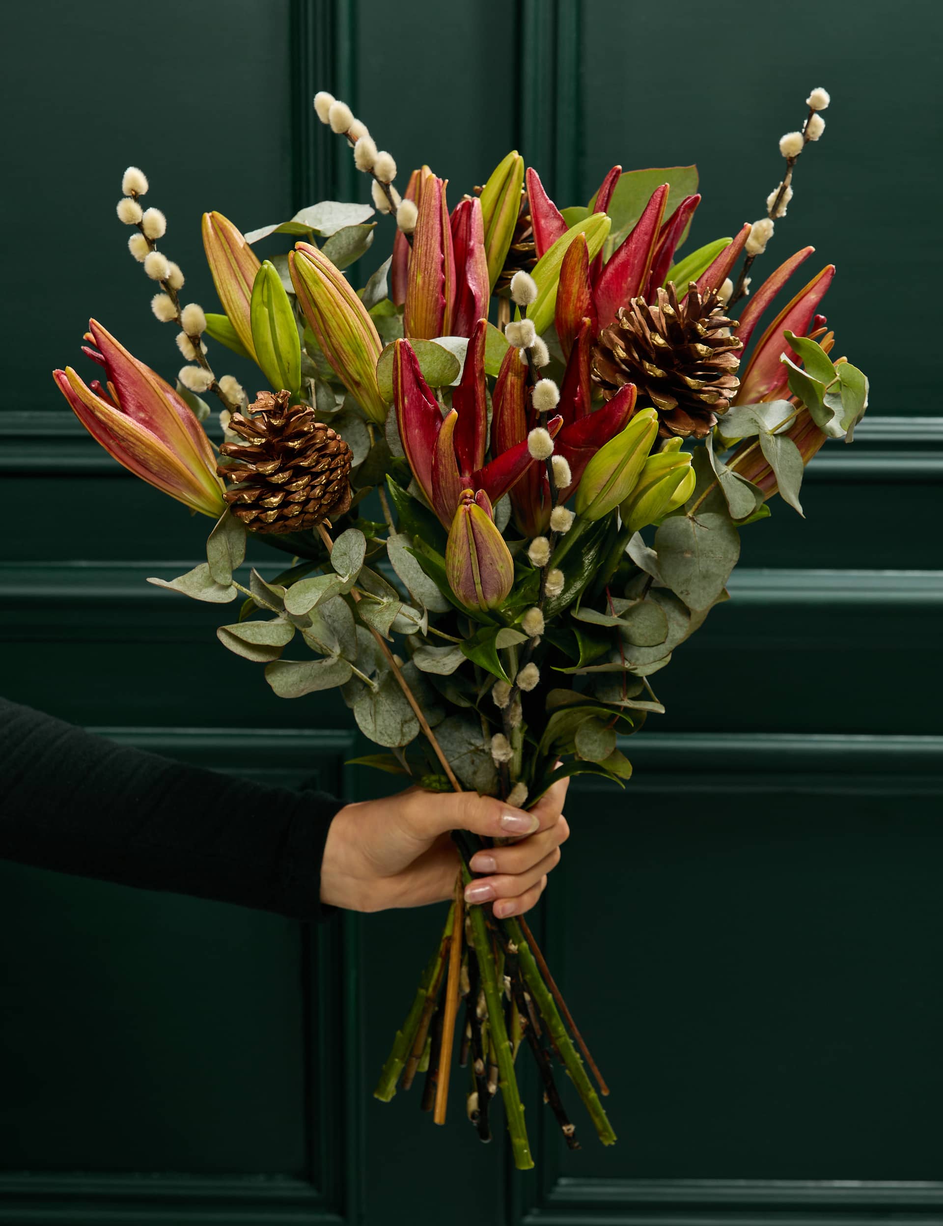 M&S Festive Red Lily Bouquet (Delivery from 27 Nov)