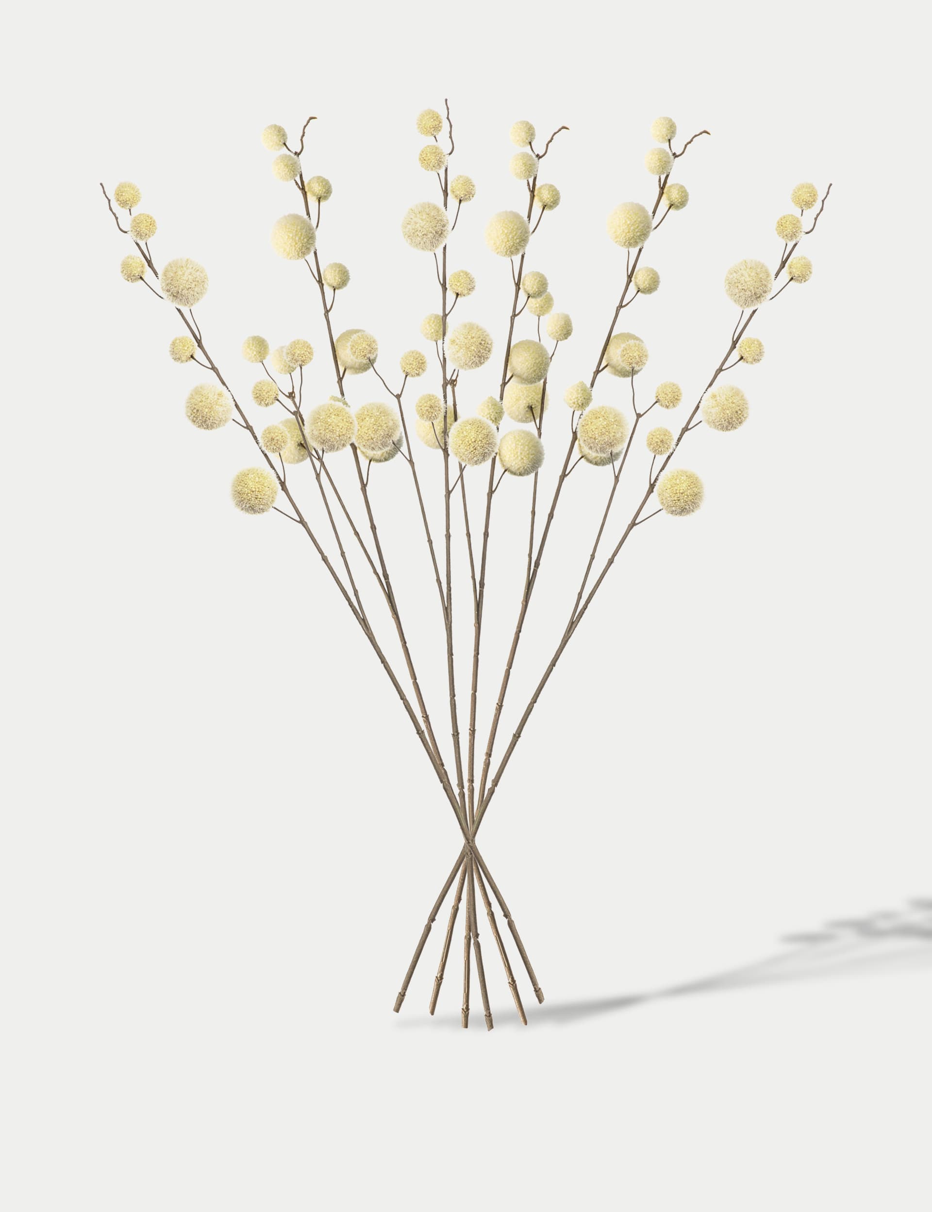 Gallery Direct Set of 6 Artificial Pom Pom Single Stems - Ivory, Ivory