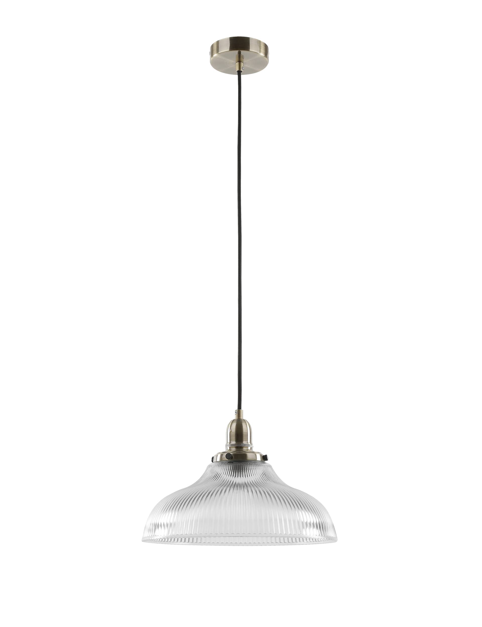 M&S Florence Single Pendant Light - Antique Brass, Antique Brass,Silver