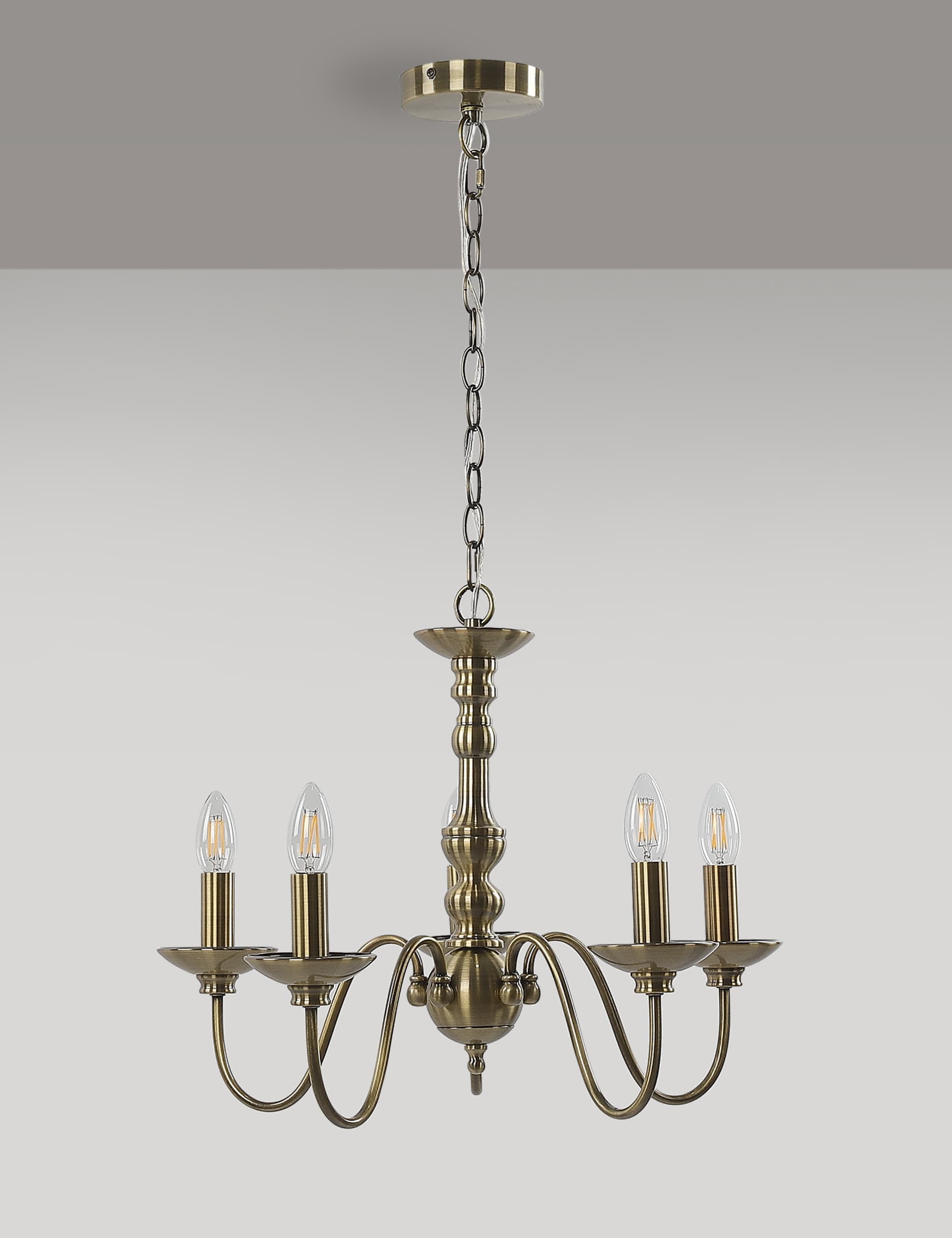 M&S Bethany Chandelier - Antique Brass, Antique Brass