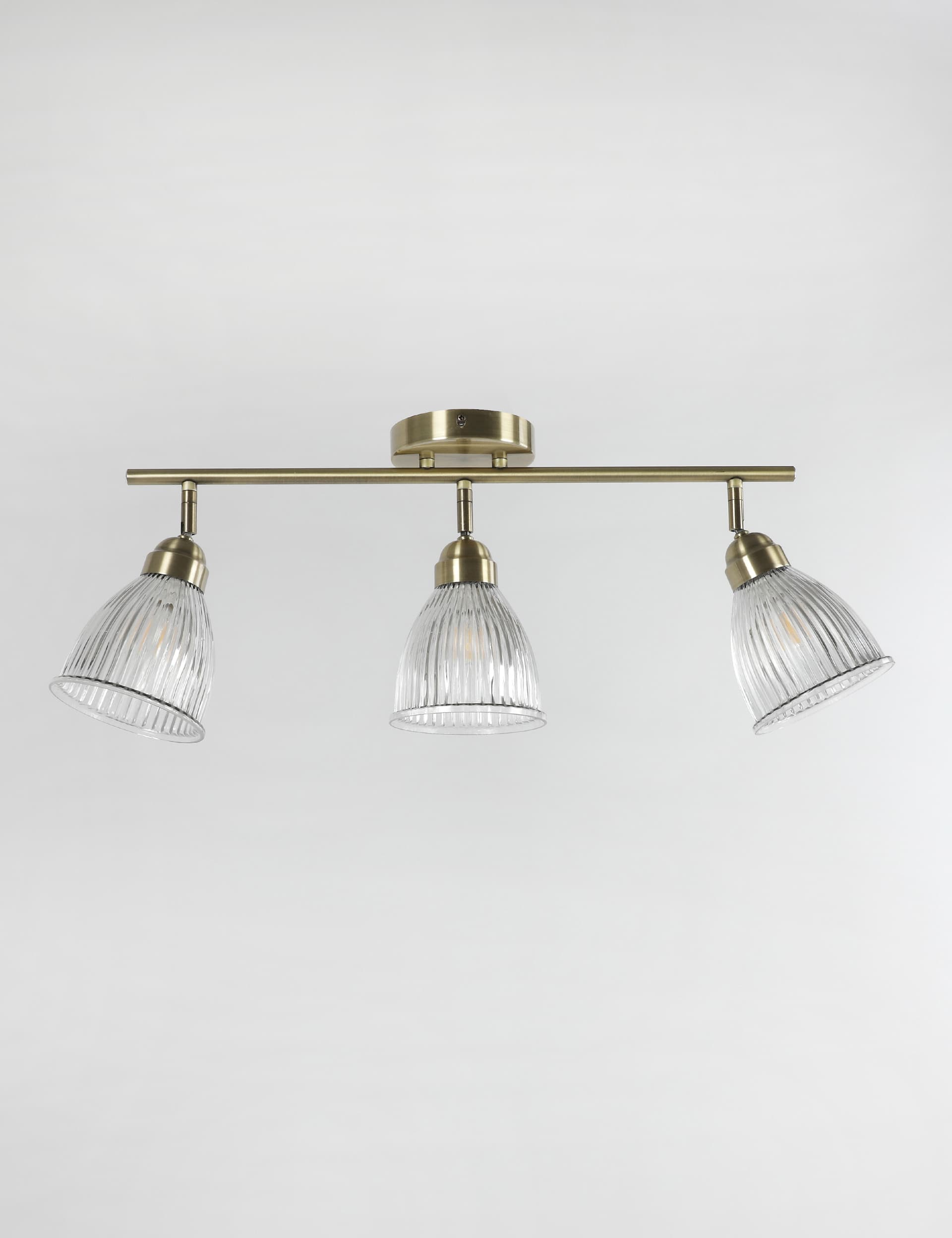 M&S Collection Florence 3 Light Flush Bar Light - Antique Brass, Antique Brass