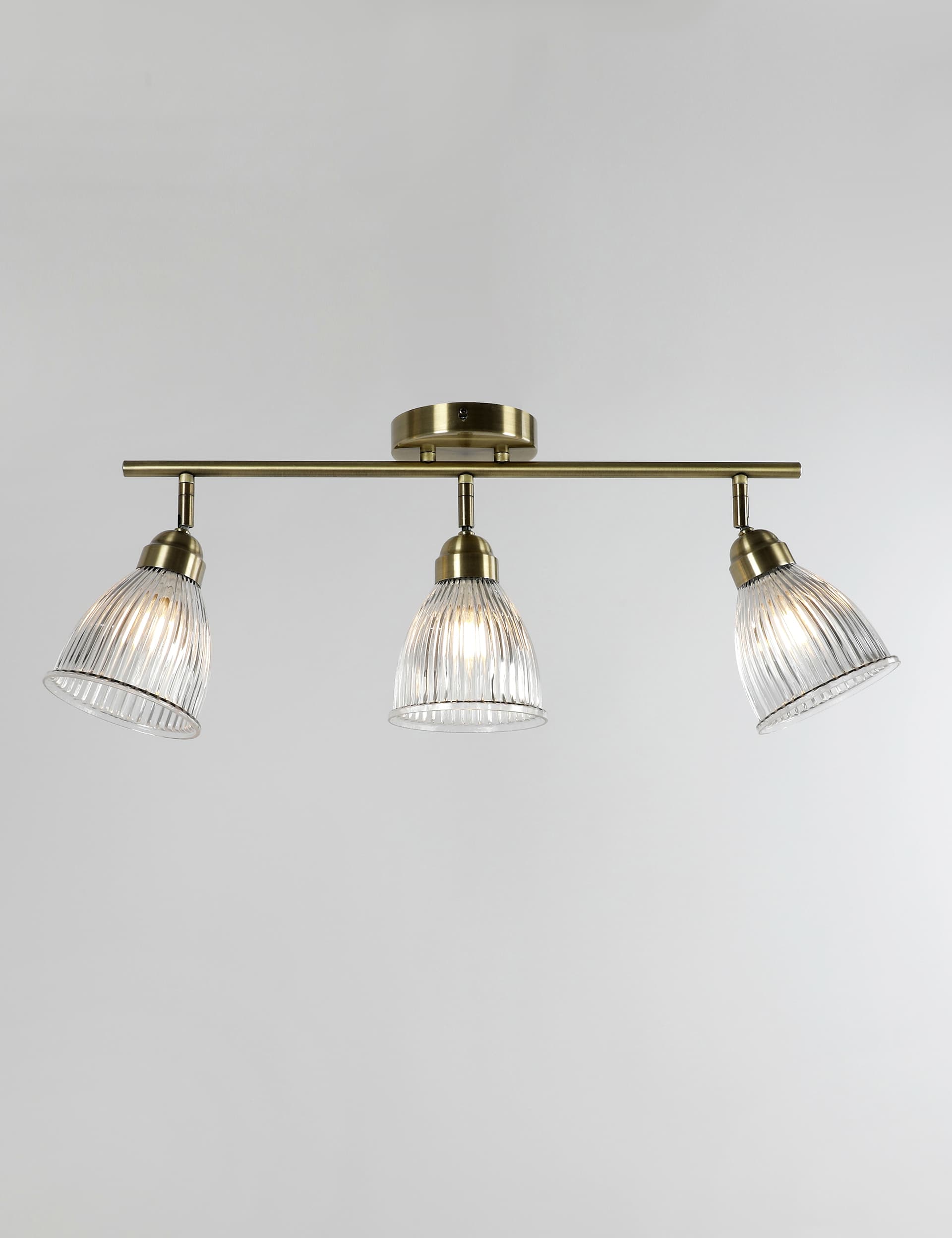 M&S Collection Florence 3 Light Flush Bar Light - Antique Brass, Antique Brass