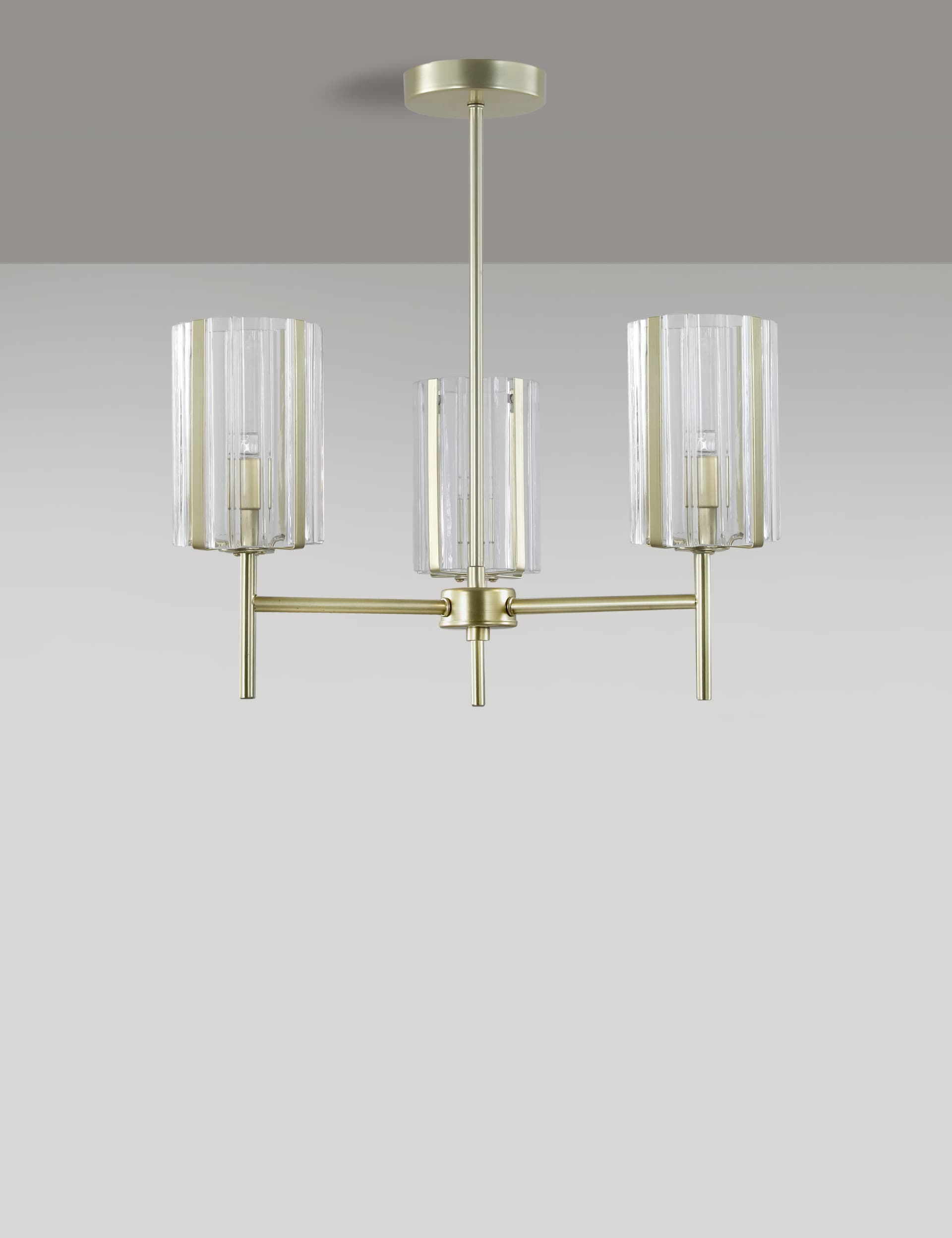 M&S Glass Flush Ceiling Light - Polished Brass, Polished Brass