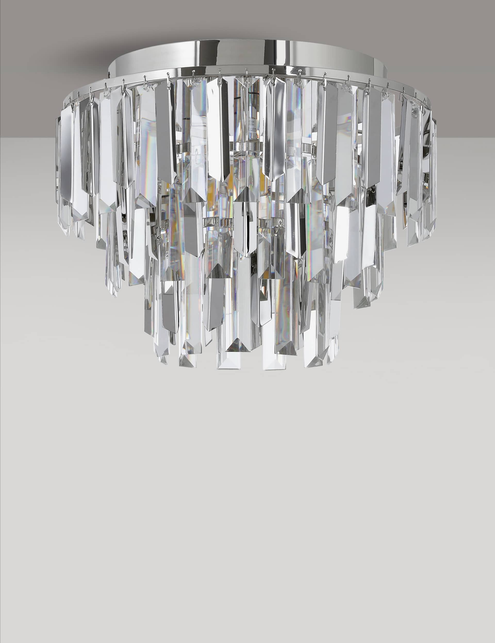 M&S Crystal Flush Ceiling Light - Chrome, Chrome