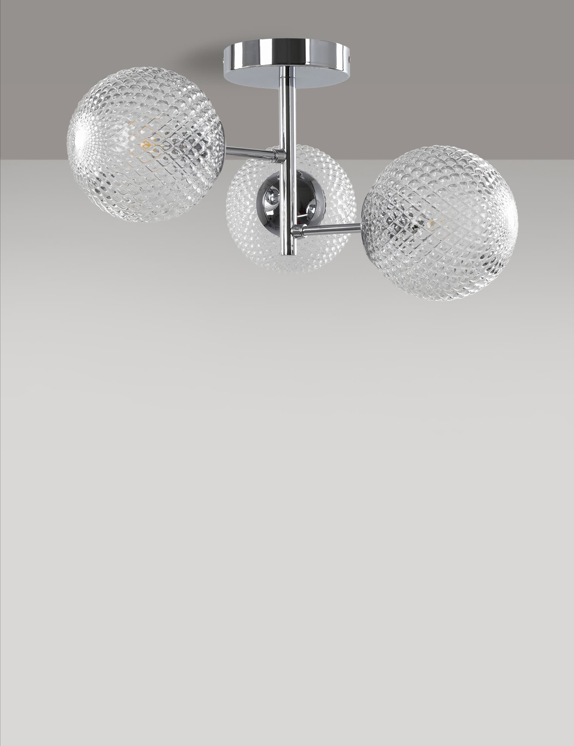 M&S Glass Medium Flush Ceiling Light - Chrome, Chrome